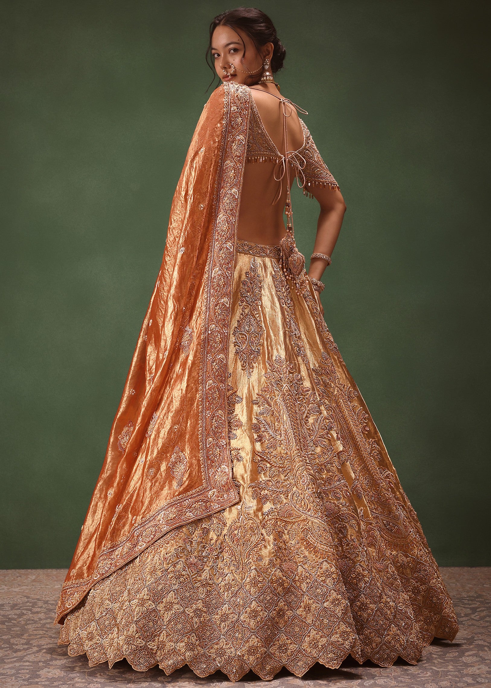Gold Hand Embroidered Lehenga Set