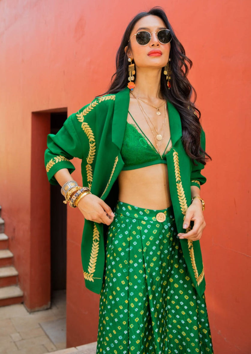 Emerald Bandhani Set