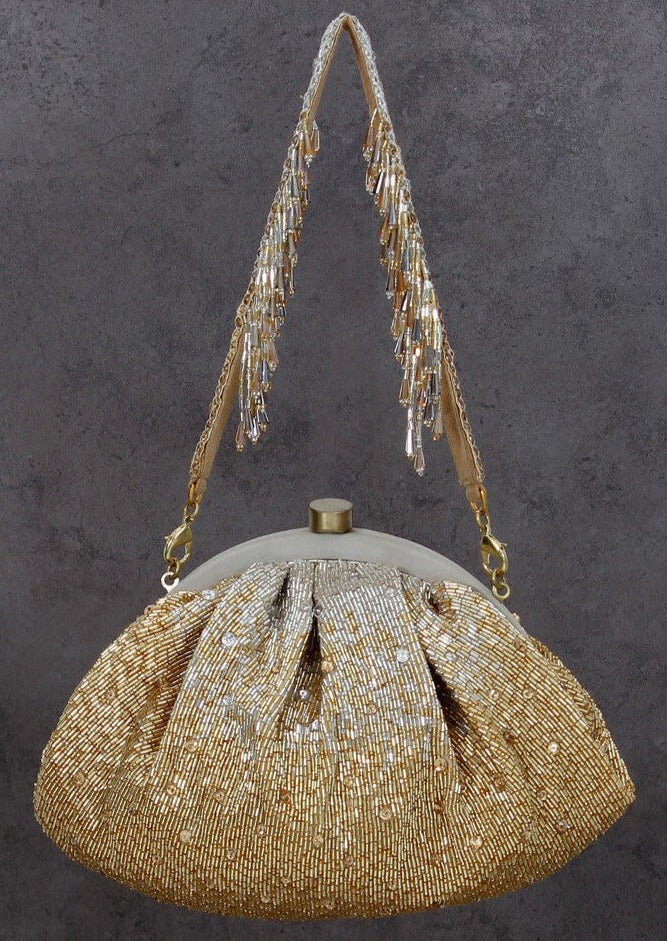 Éclat Soft Pouch Peerless Gold Lustrous Silver Clutch