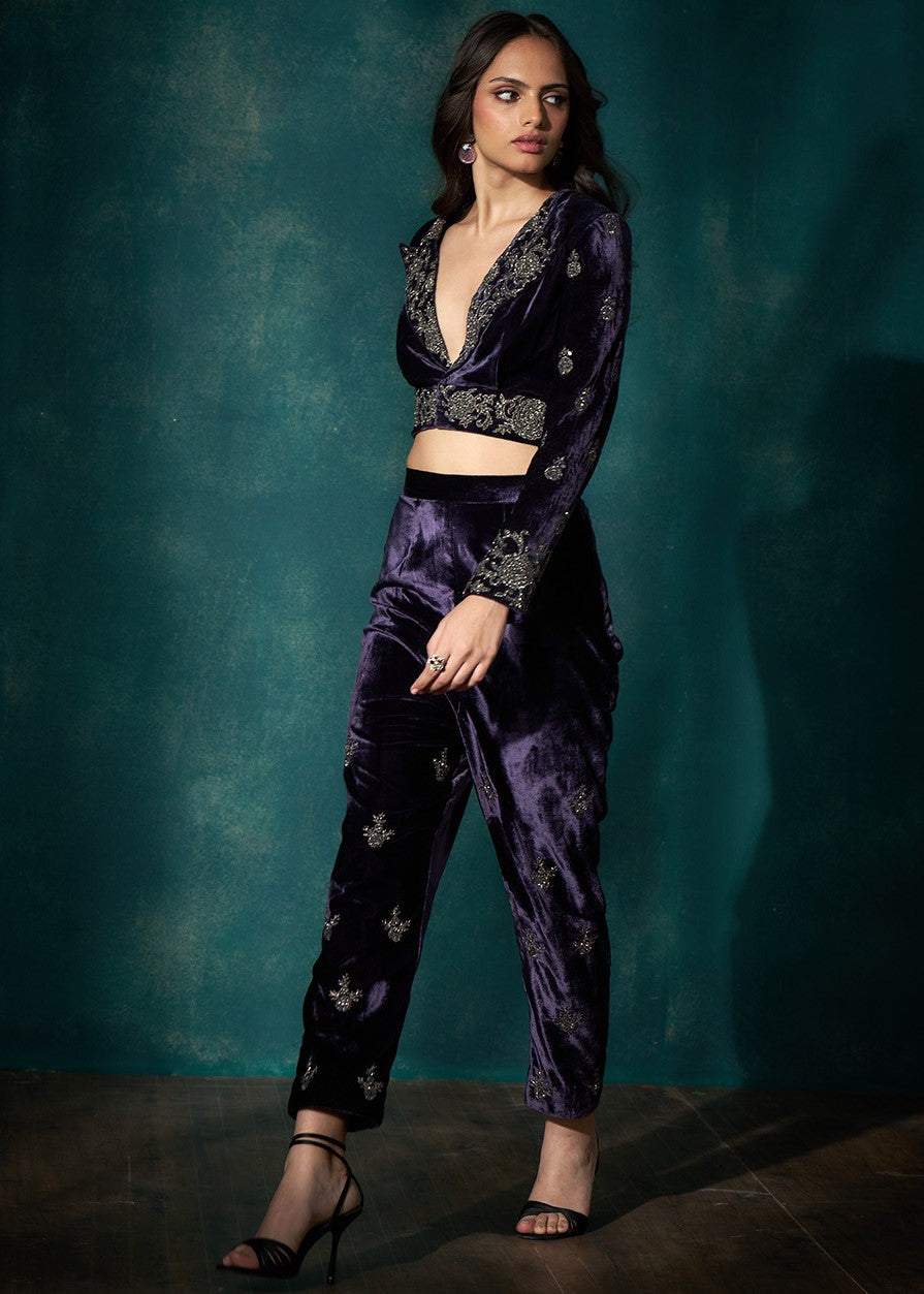 Purple Velvet Co-Ord Set