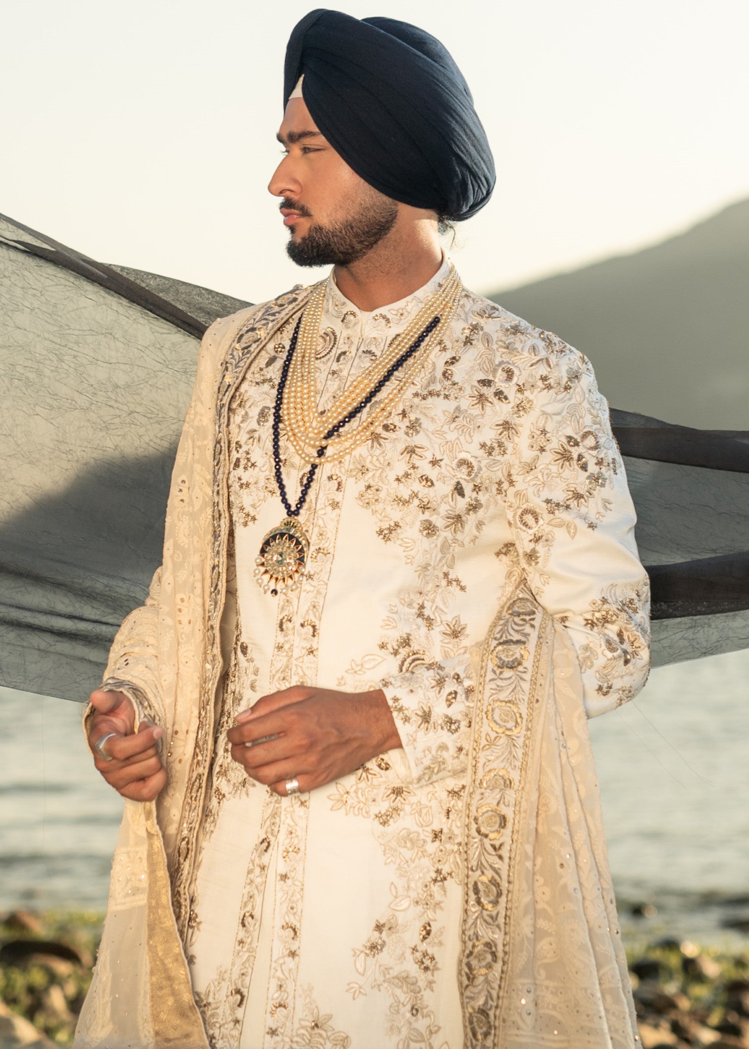 Ivory Pearl Sherwani