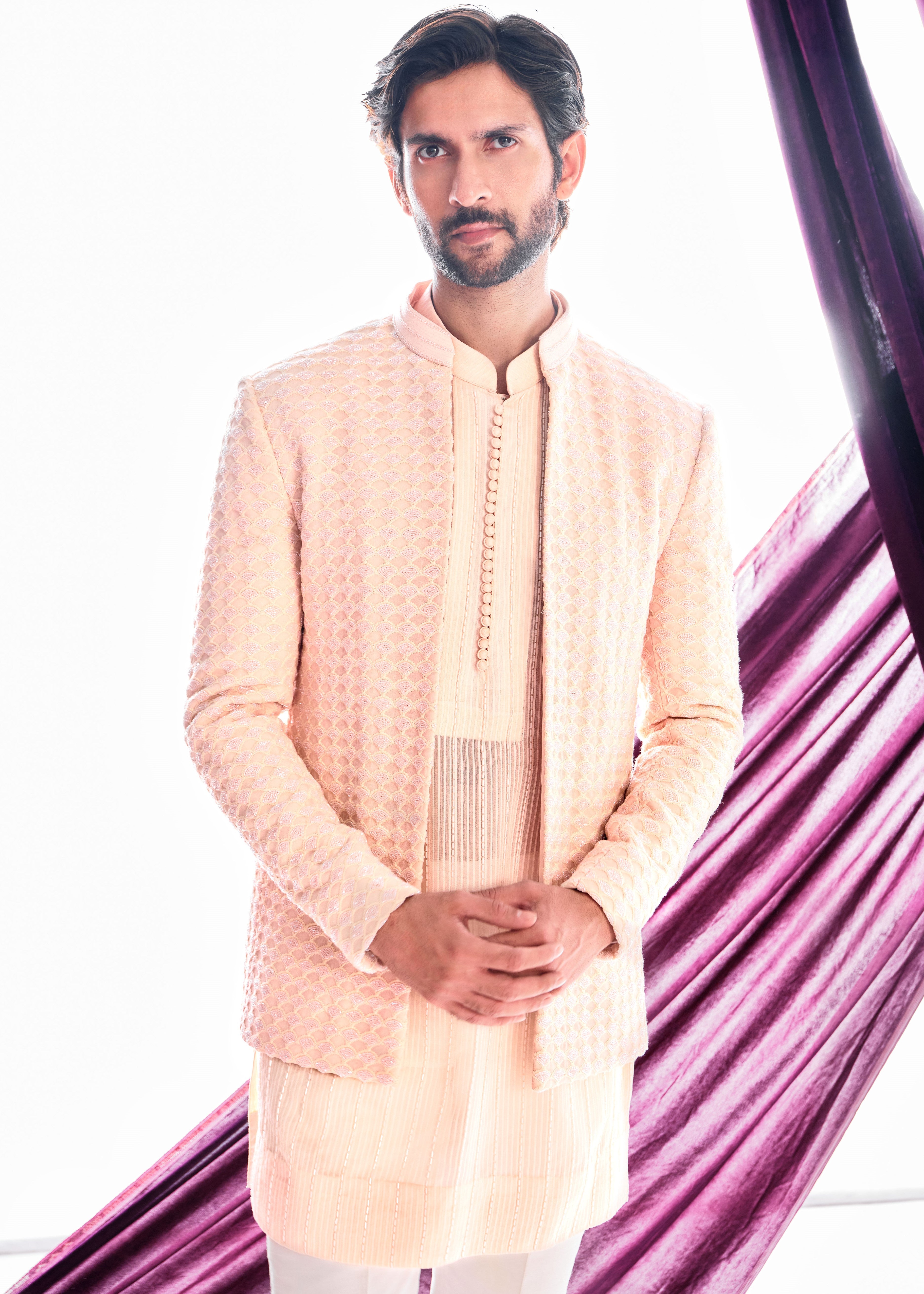 Peach Cloud Work Bandhgala