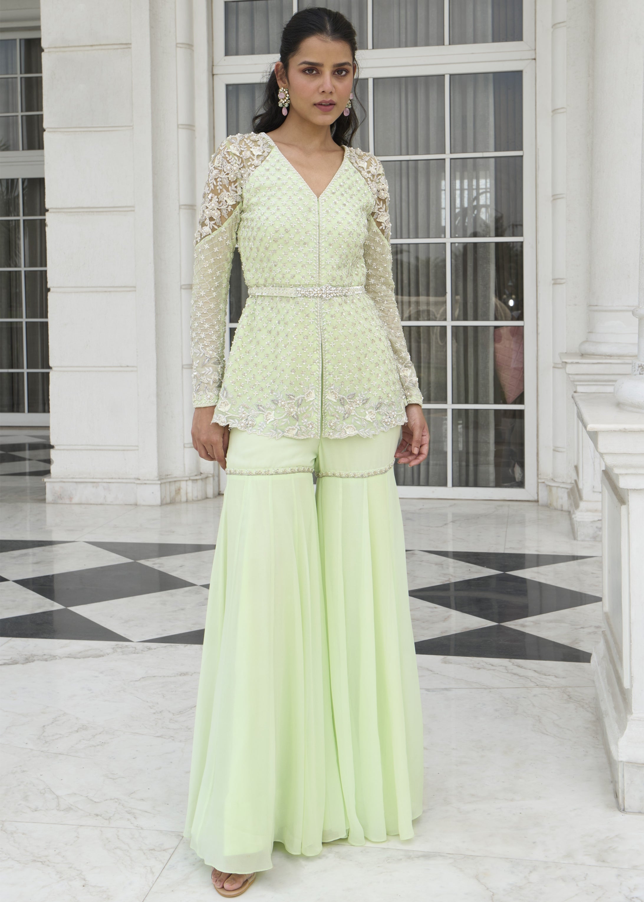 Lime Green Peplum Sharara