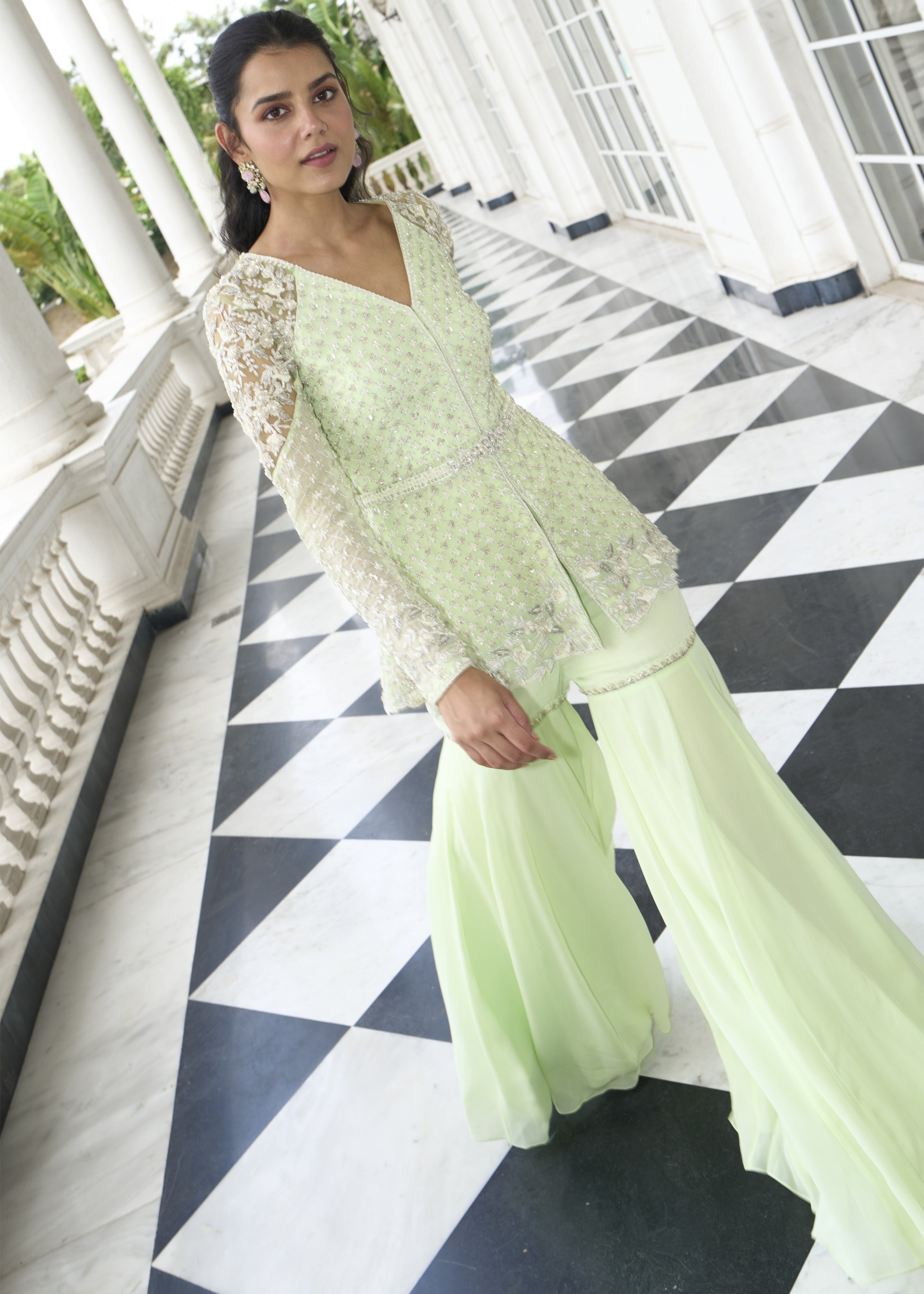 Lime Green Peplum Sharara