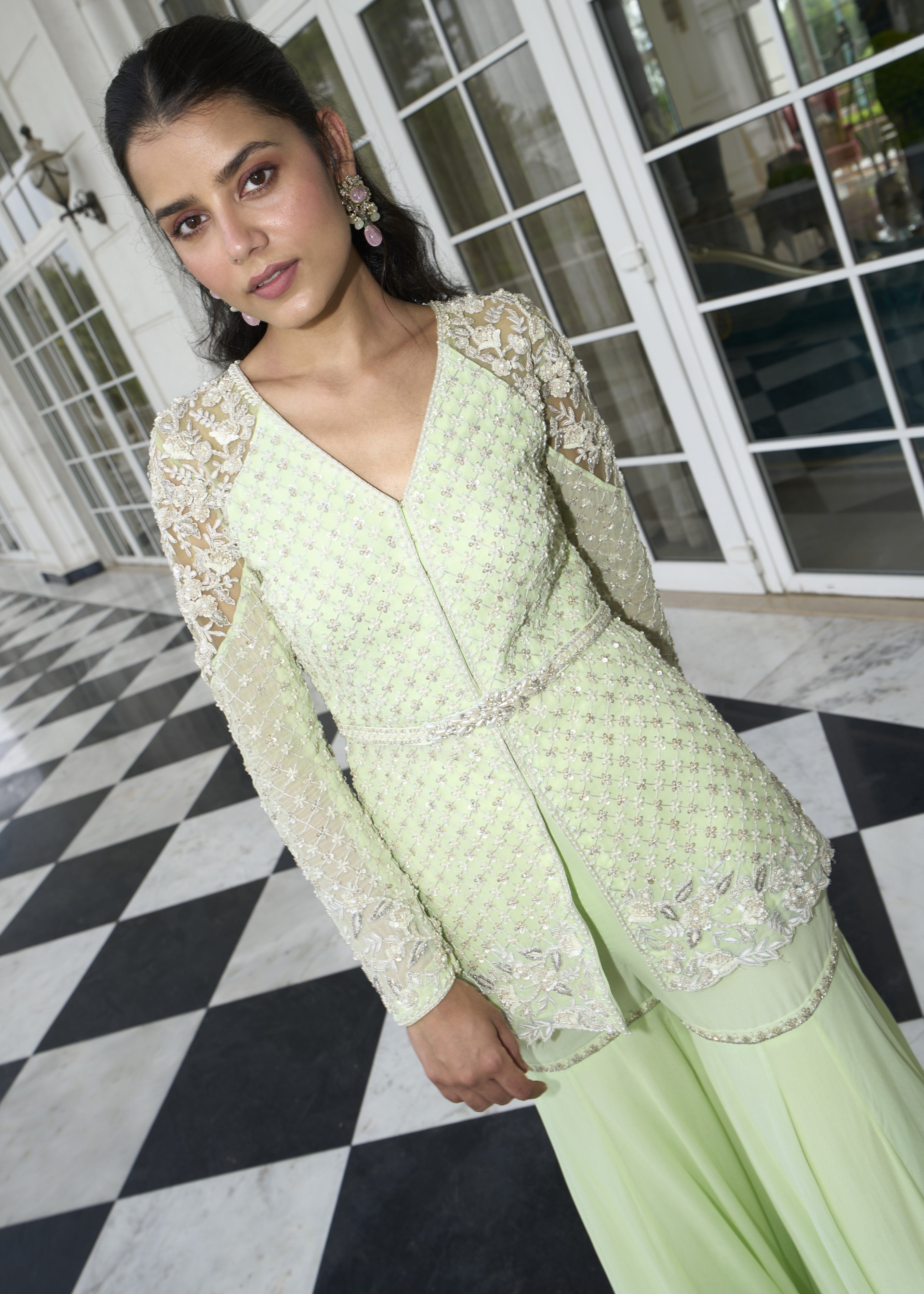 Lime Green Peplum Sharara