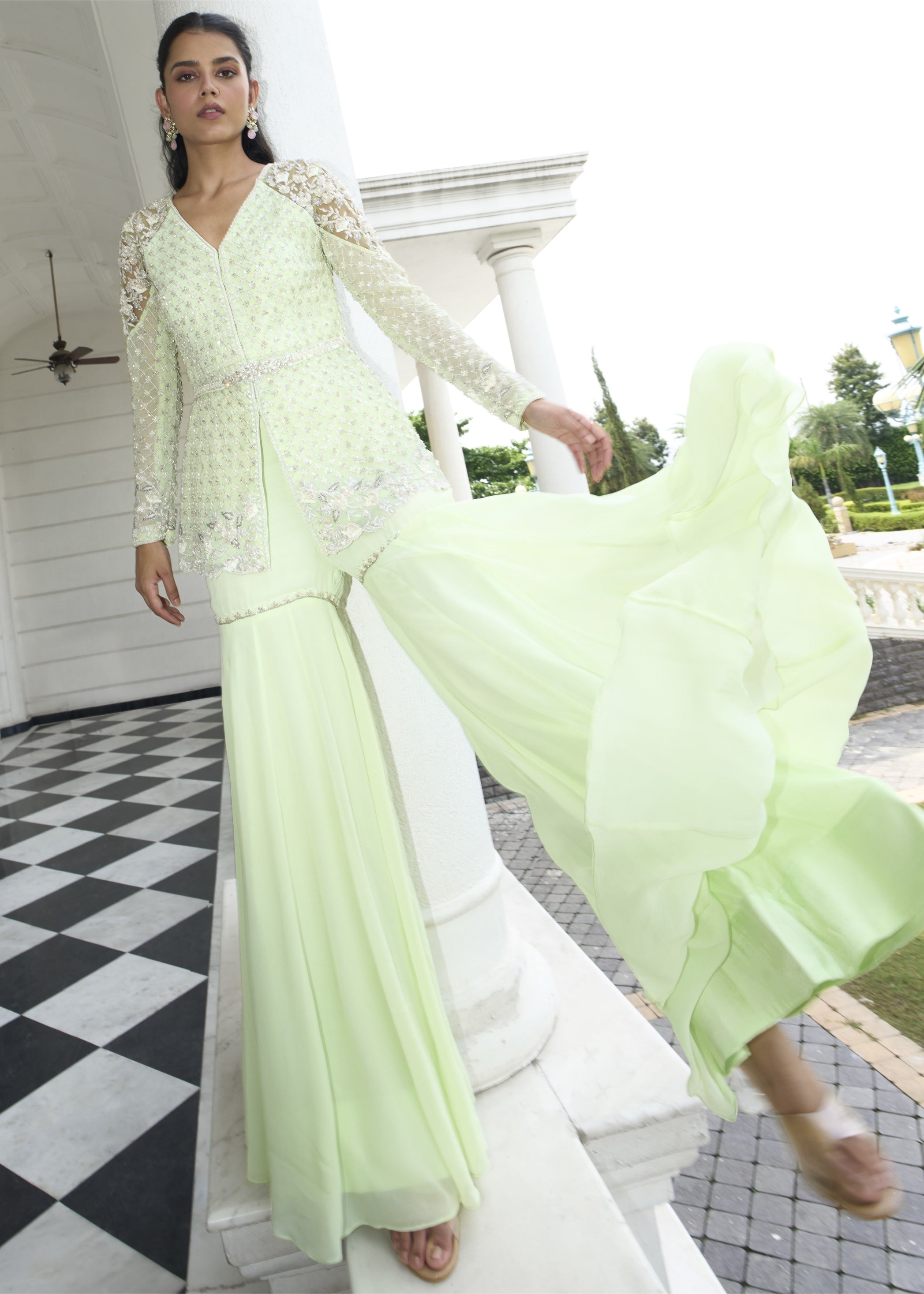 Lime Green Peplum Sharara