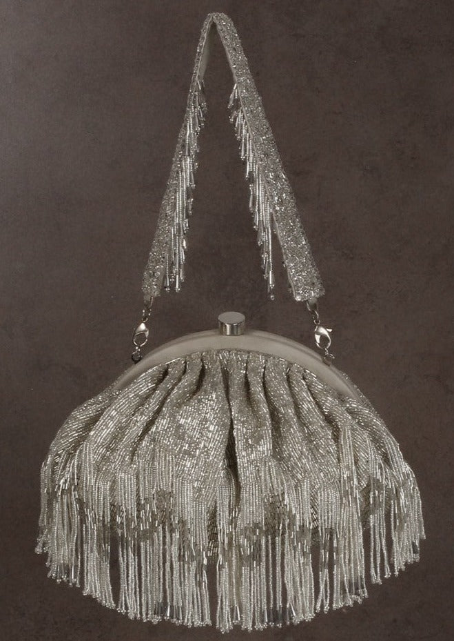 Firante Soft Pouch Lustrous Silver Clutch