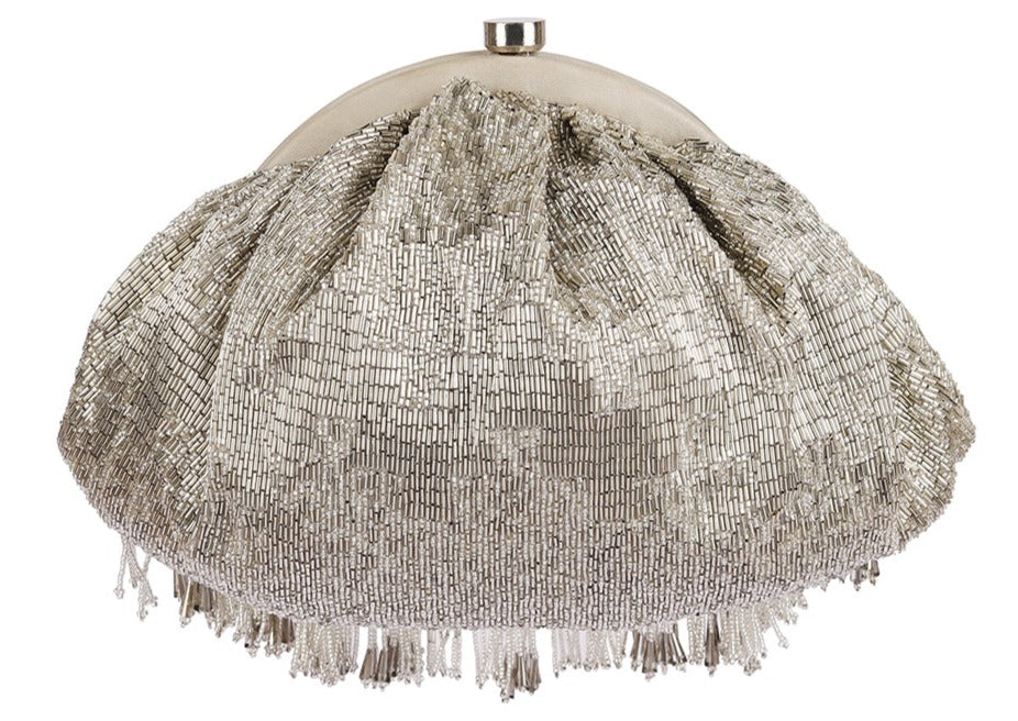 Firante Soft Pouch Lustrous Silver Clutch