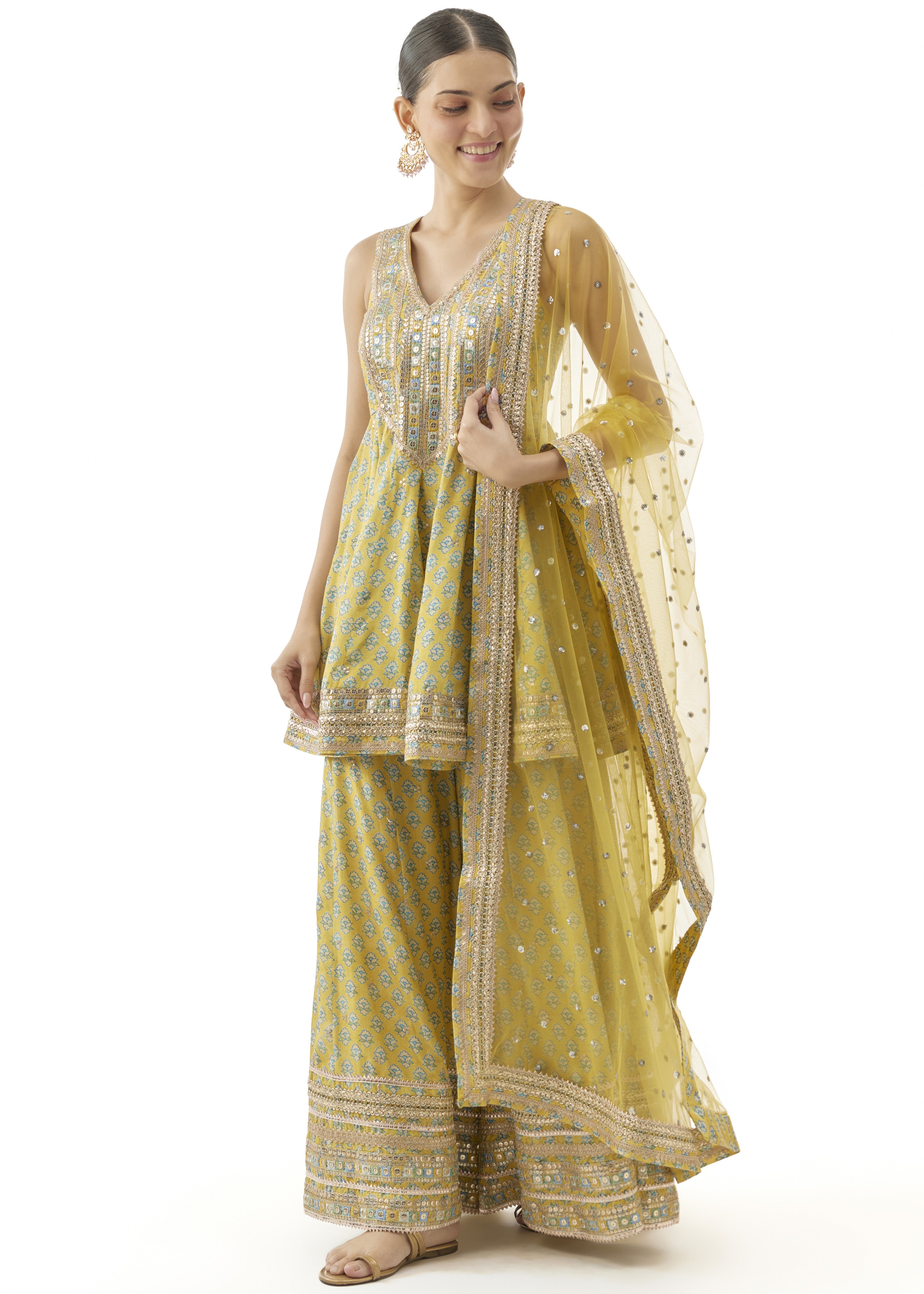 Yellow Simoni Peplum Set