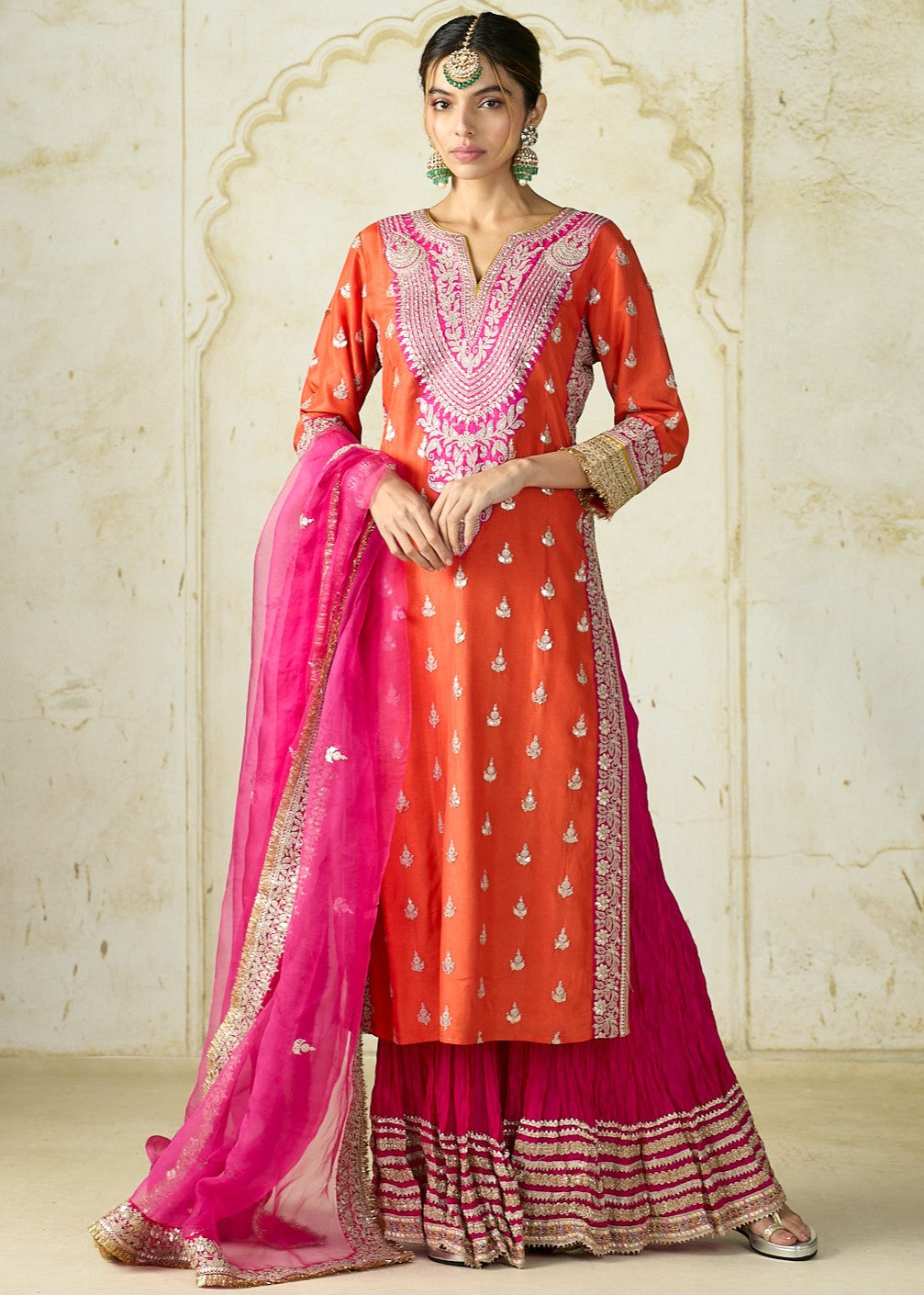 Orange Fitoor Sharara Set