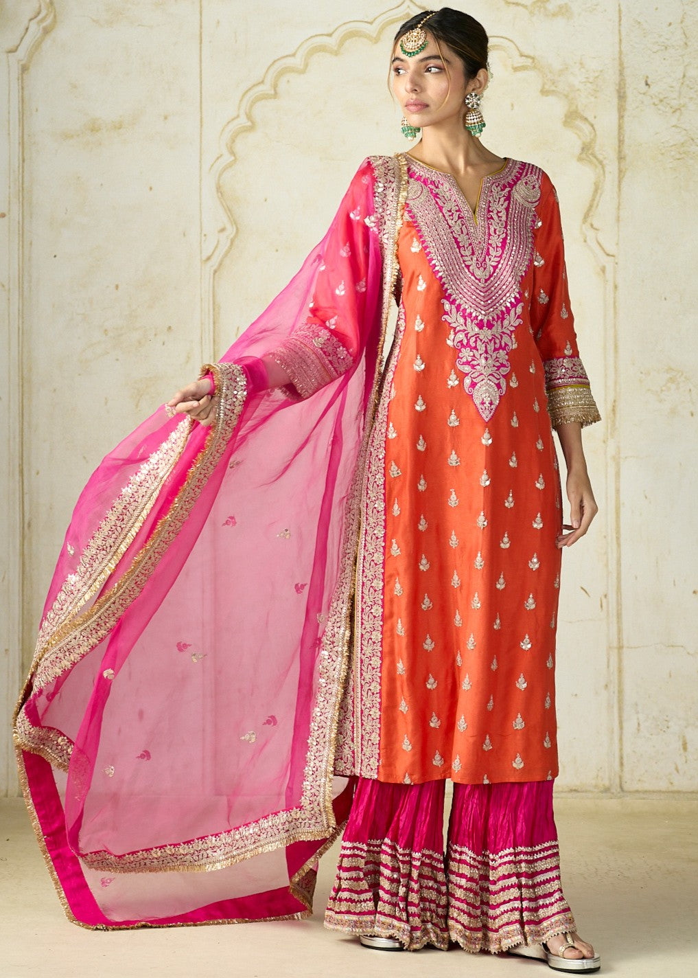 Orange Fitoor Sharara Set