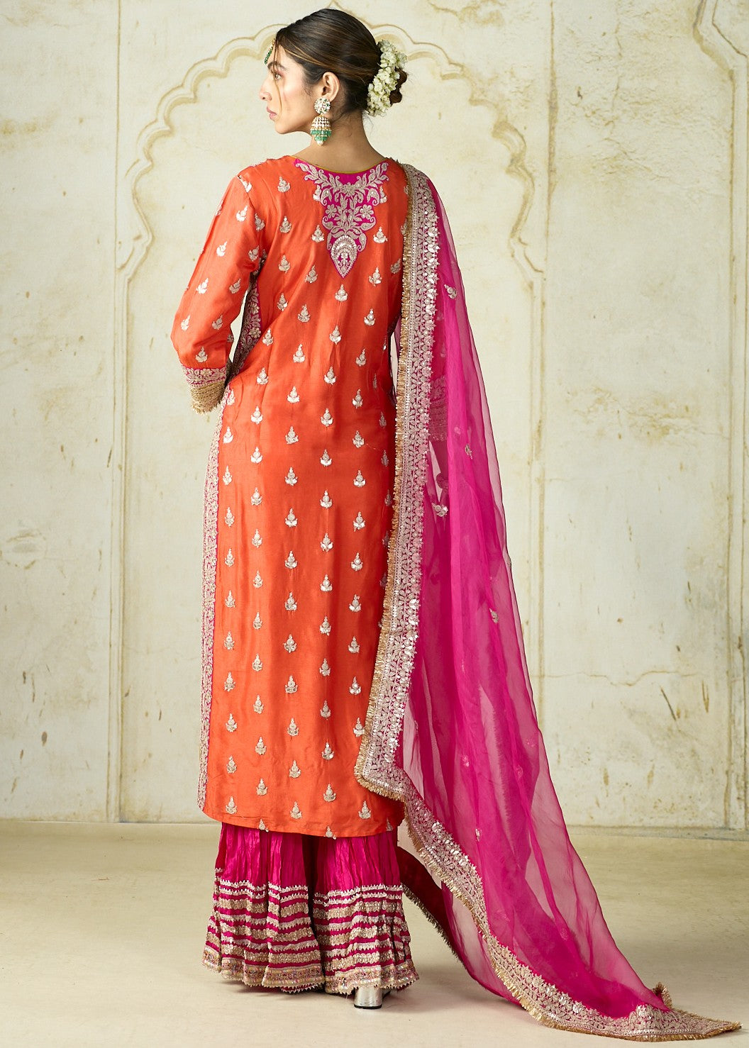 Orange Fitoor Sharara Set