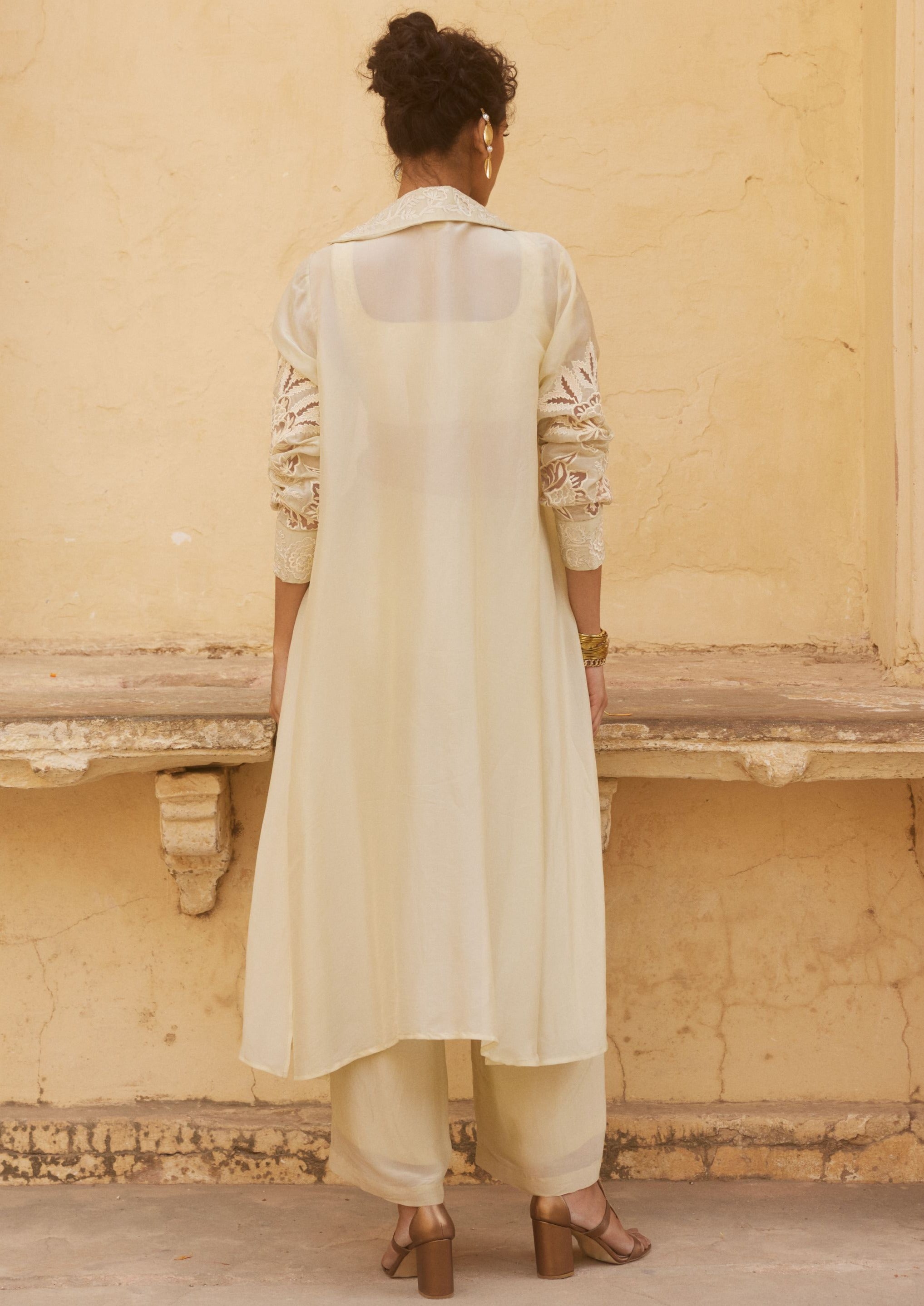Powder Pink Silk Organza Jacket Set