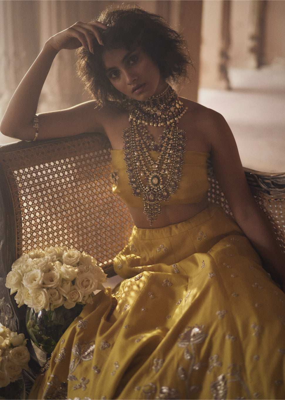 Yellow Hand Embroidred Lehenga Set