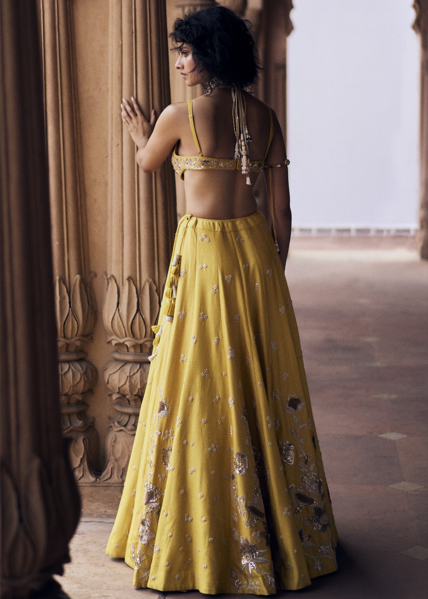 Yellow Hand Embroidred Lehenga Set