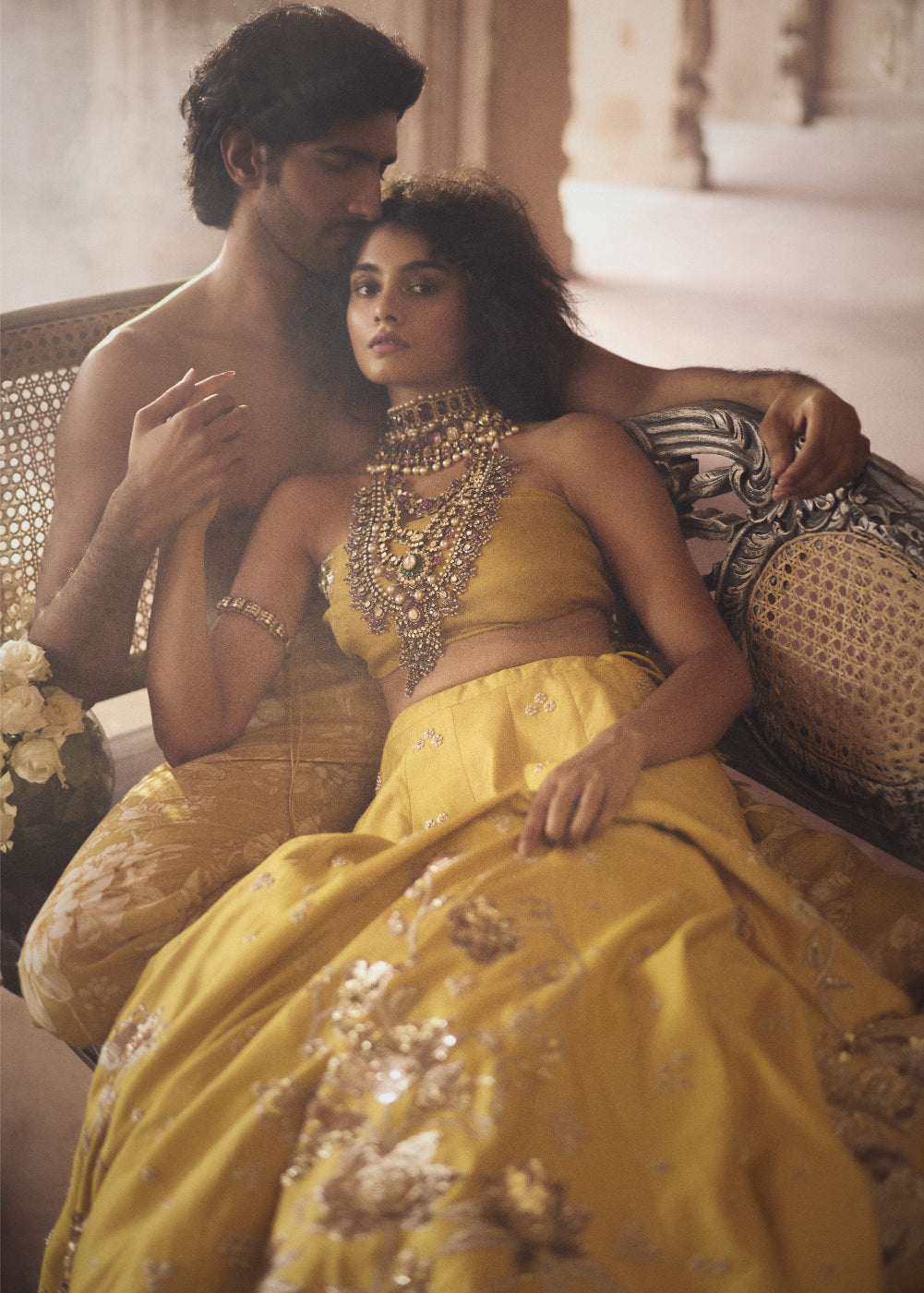 Yellow Hand Embroidred Lehenga Set