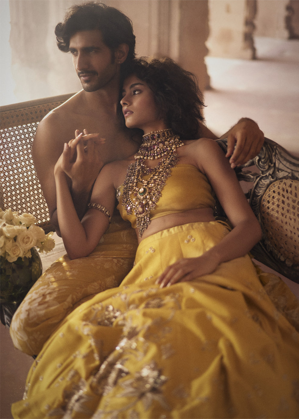 Yellow Hand Embroidred Lehenga Set