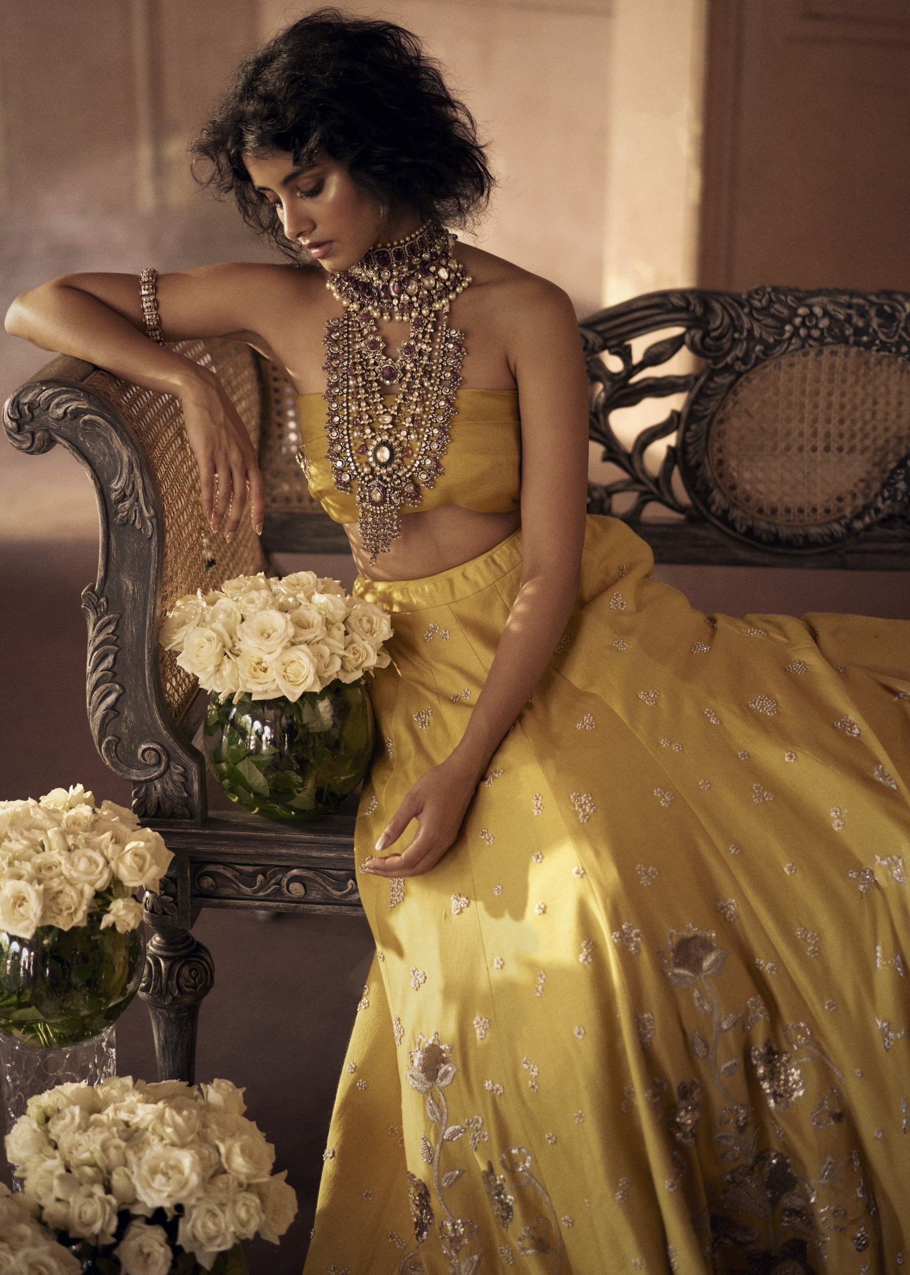 Yellow Hand Embroidred Lehenga Set