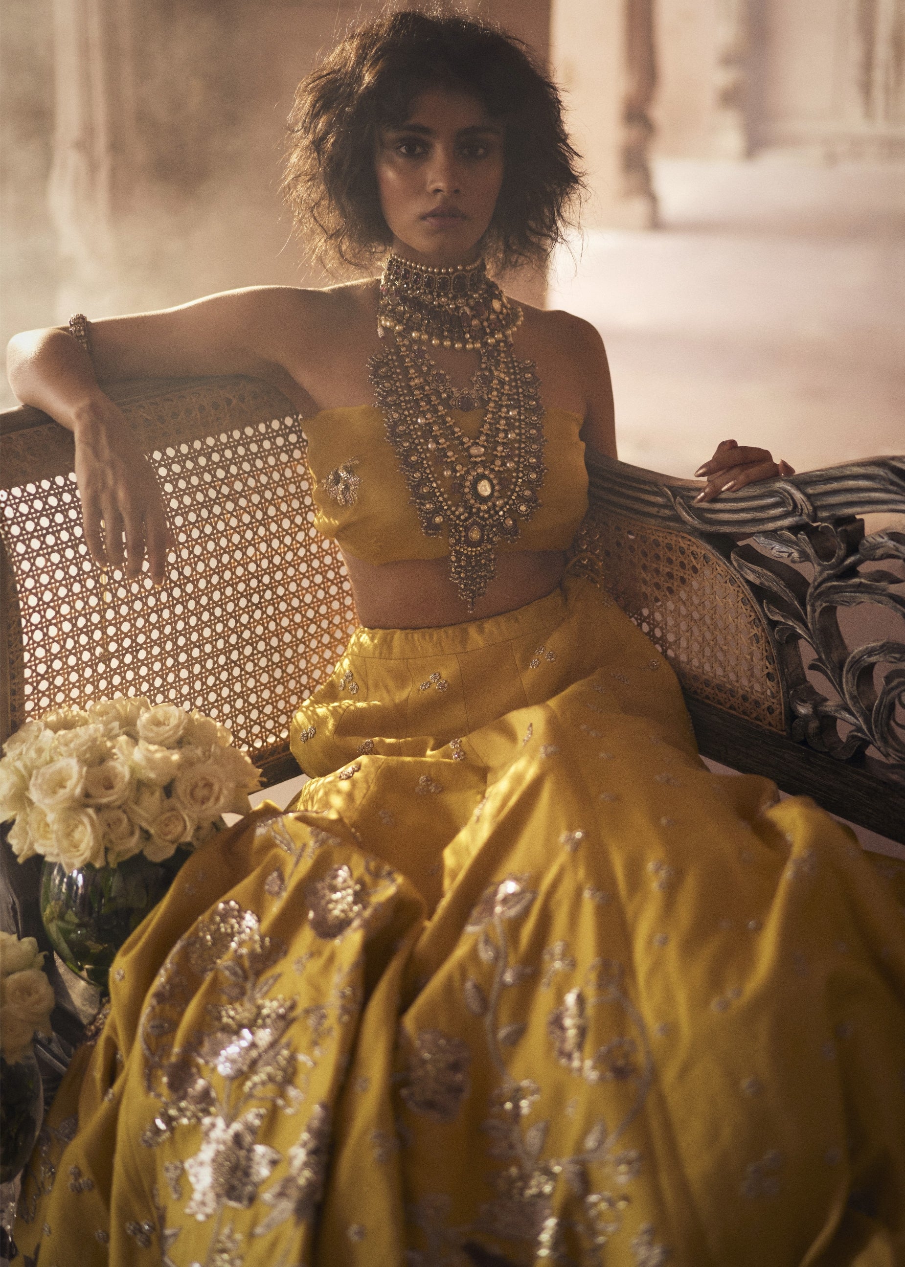 Yellow Hand Embroidred Lehenga Set