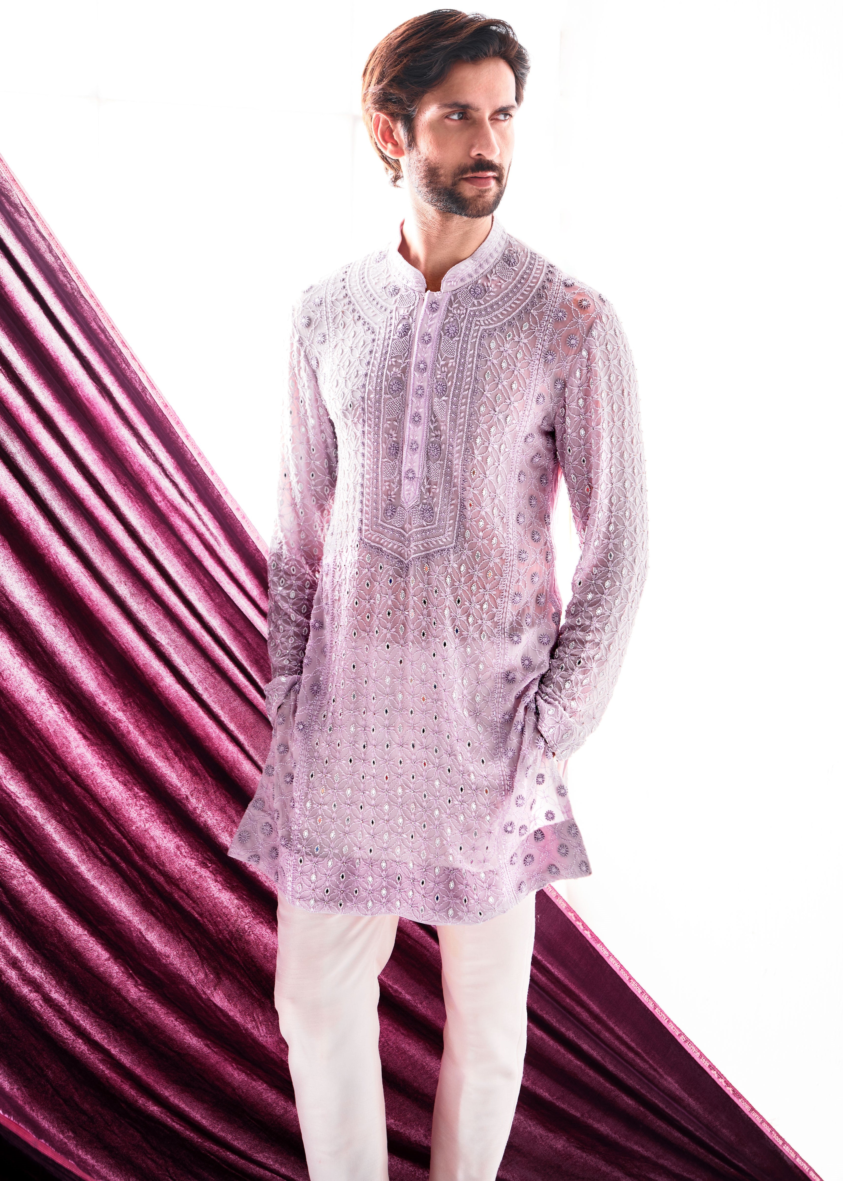 Lilac Chikankari Kurta