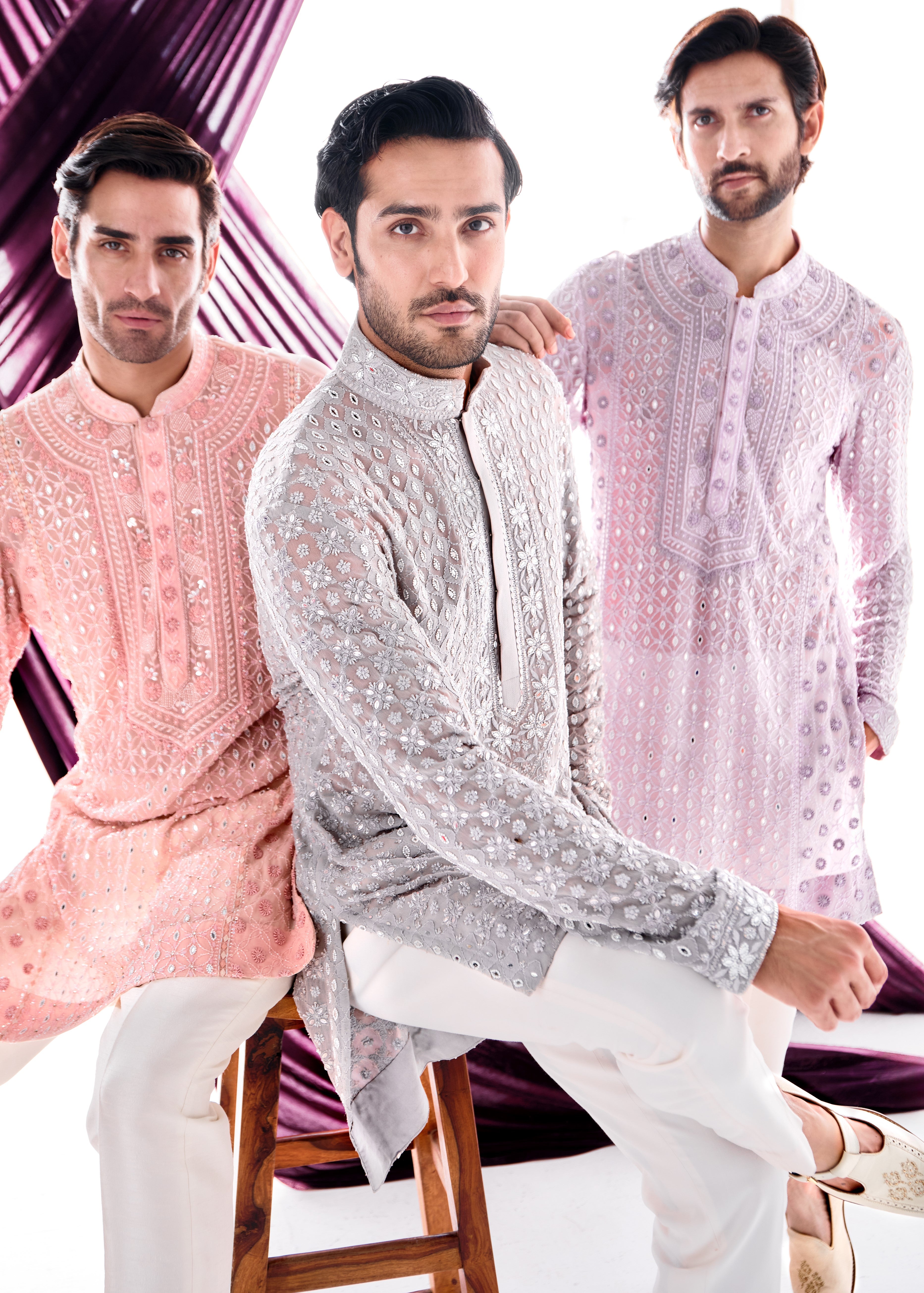 Lilac Chikankari Kurta