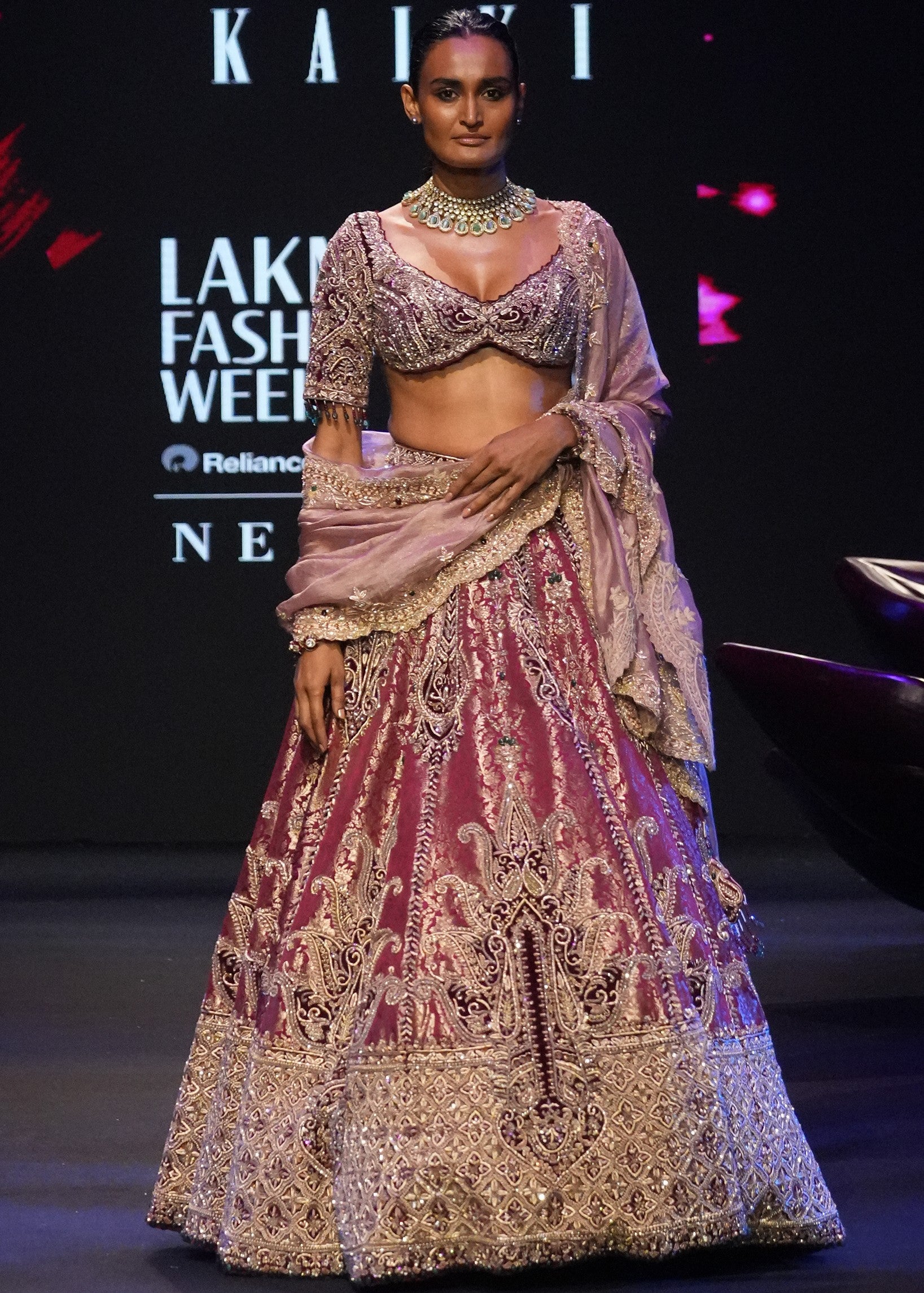 Maroon Brocade Lehenga