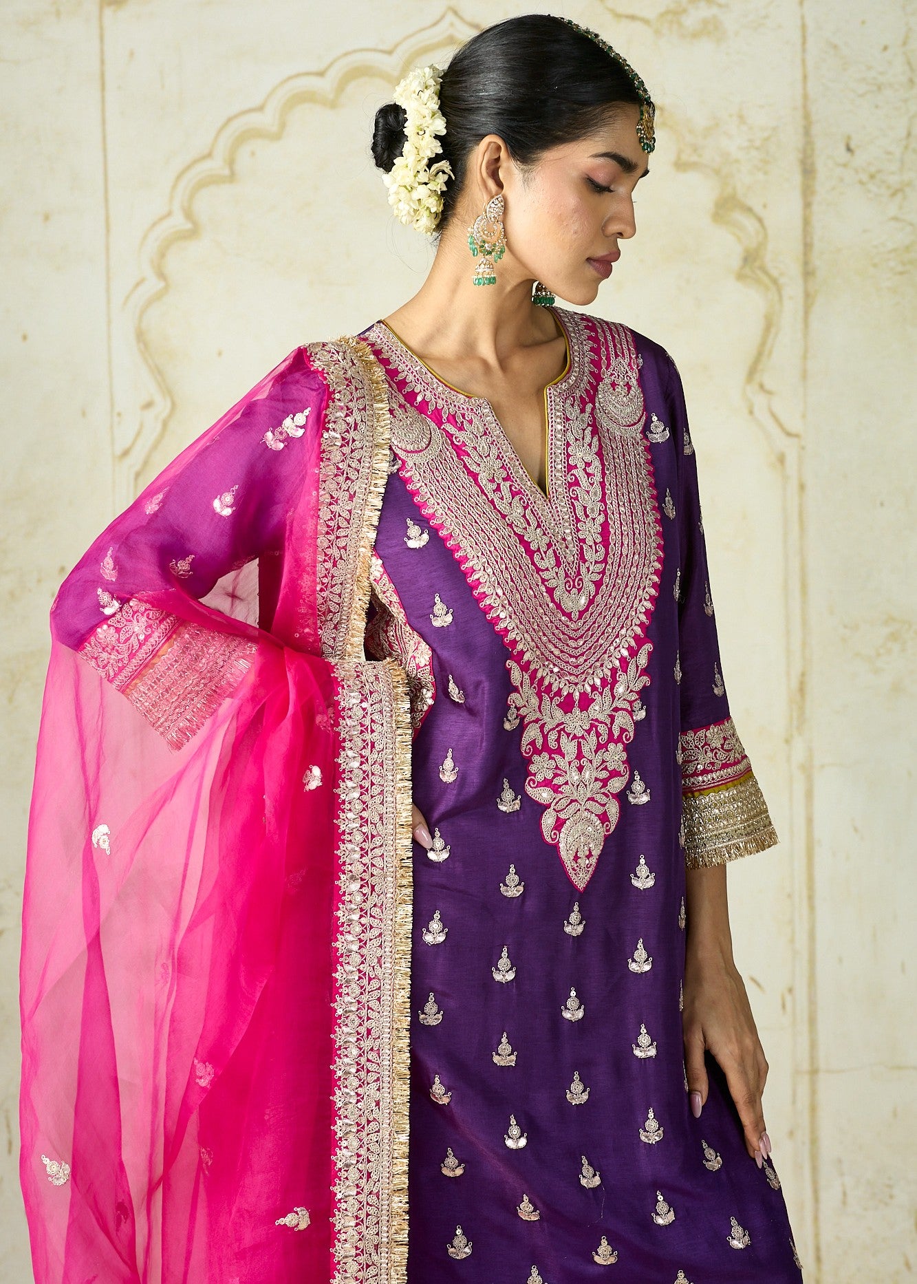 Purple Fitoor Sharara Set
