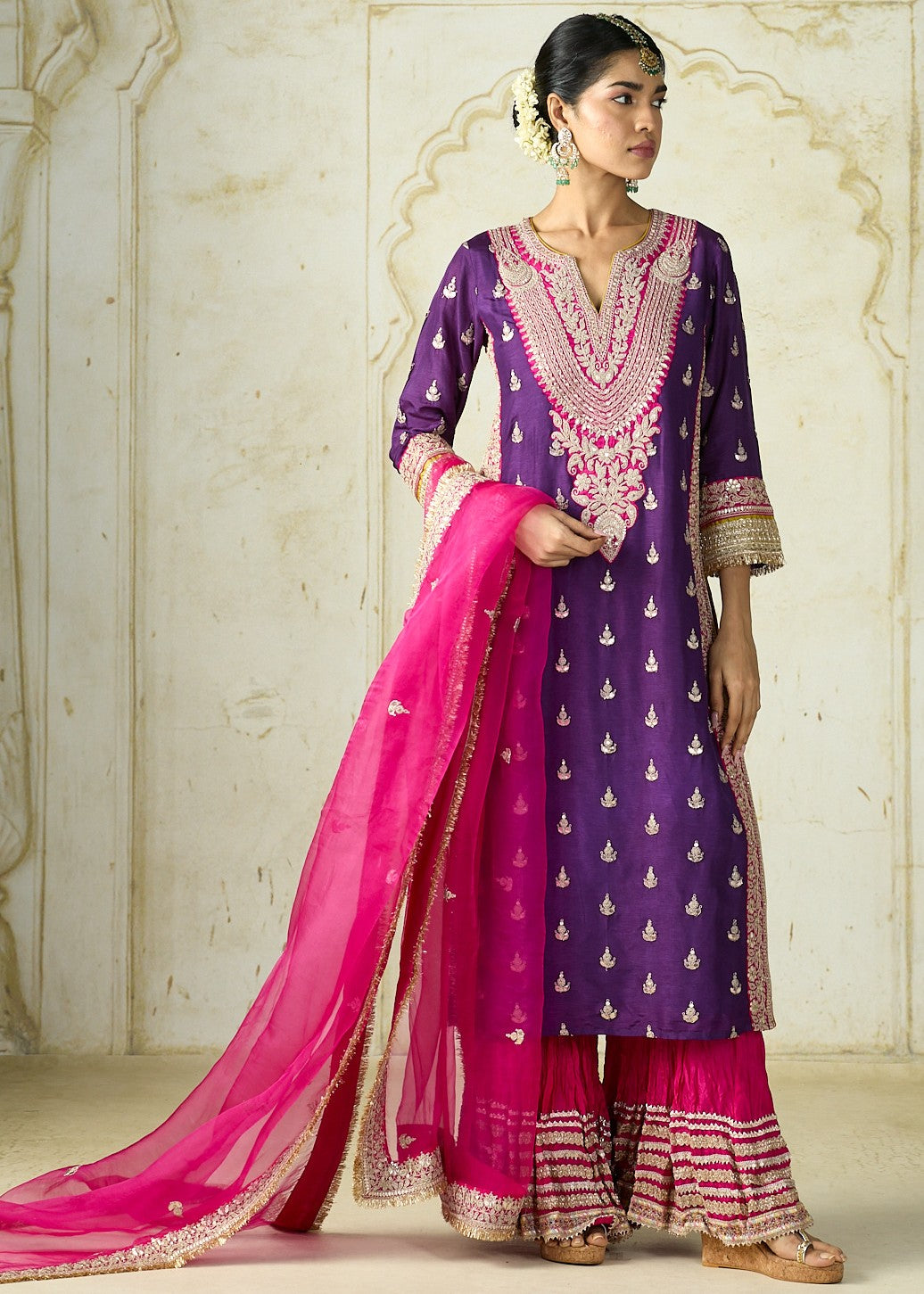 Purple Fitoor Sharara Set