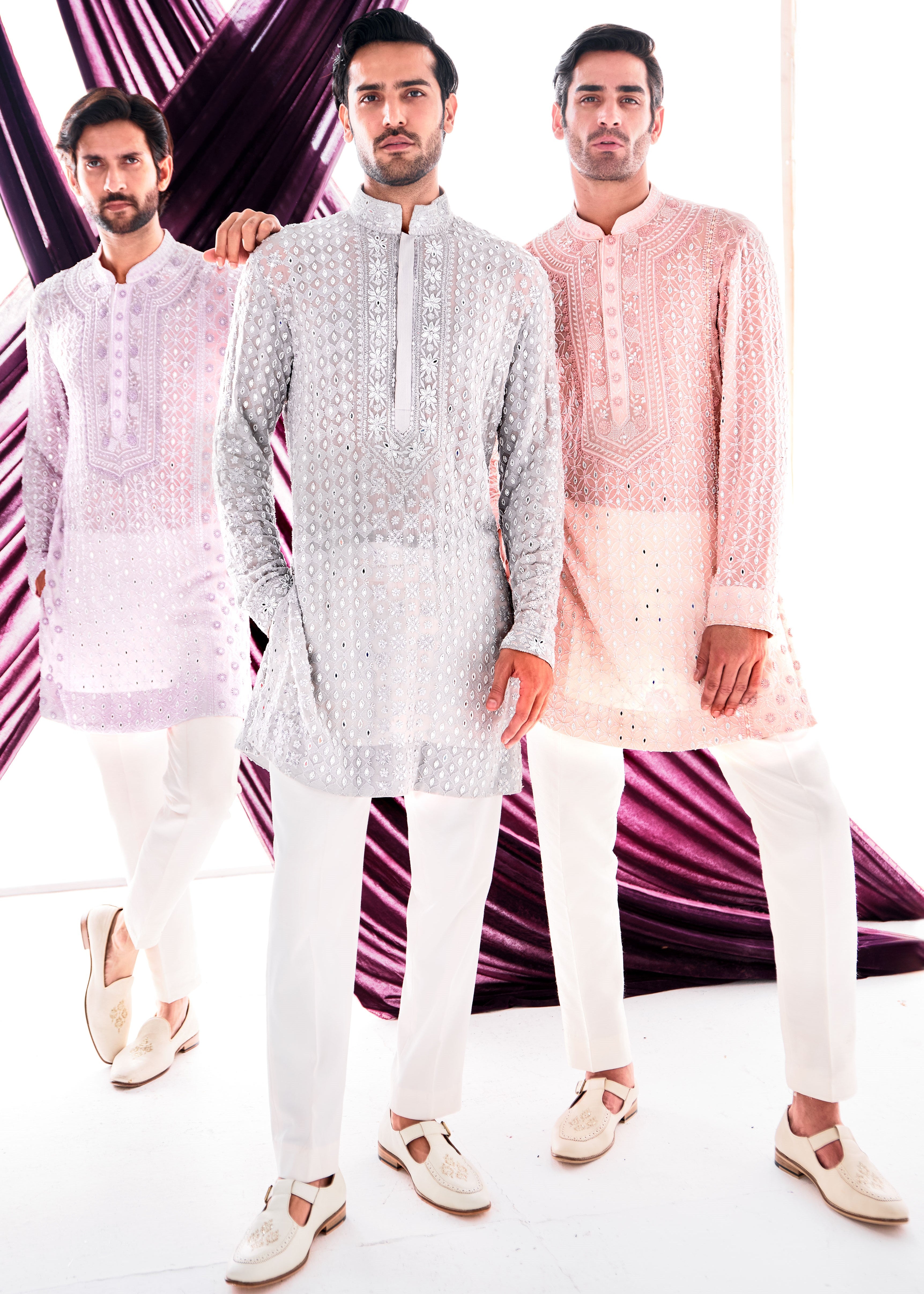 Peach Chikankari Kurta