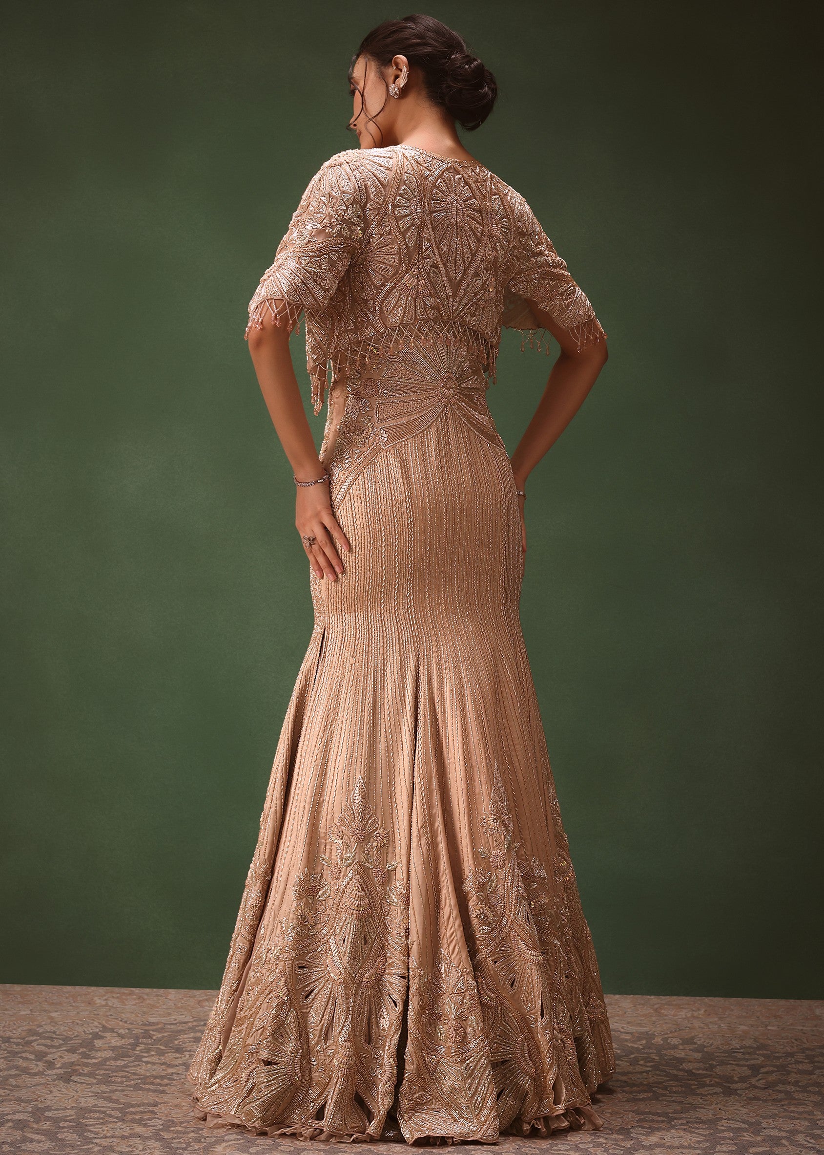 Pink Tissue Cutdana Fishcut Lehenga