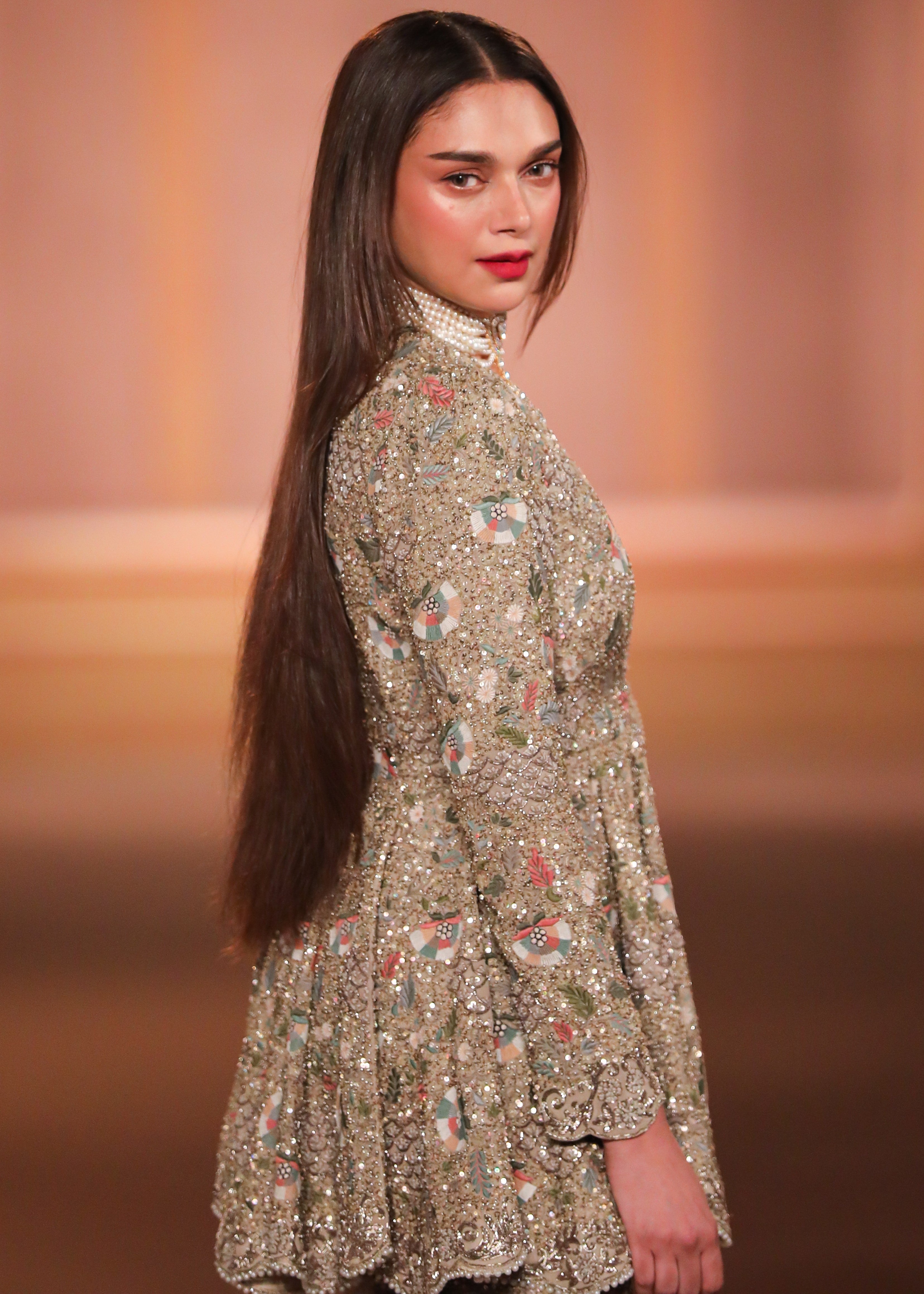 Beige Gold Sharara Peplum Set