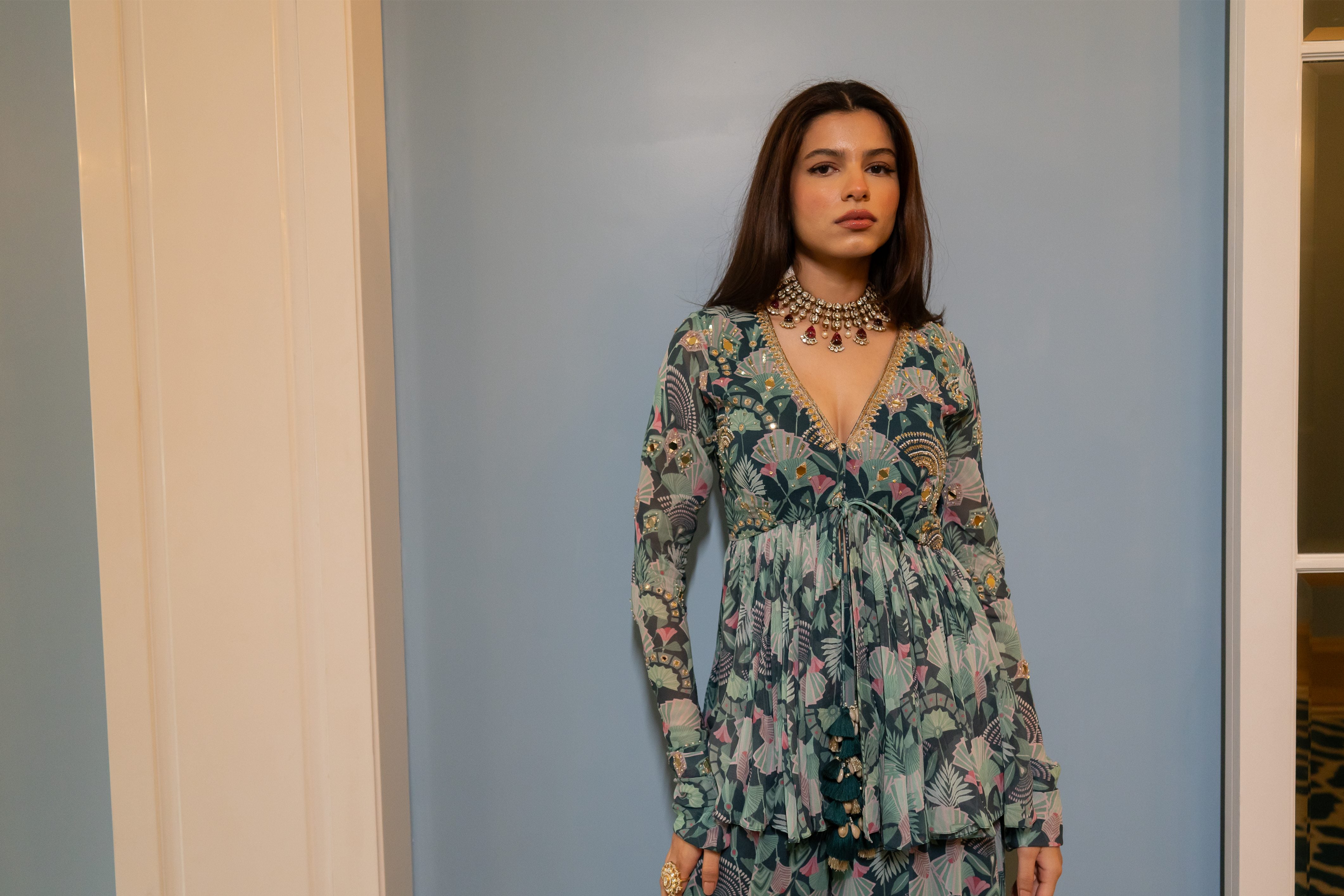 Antique Embroidered Peplum Set