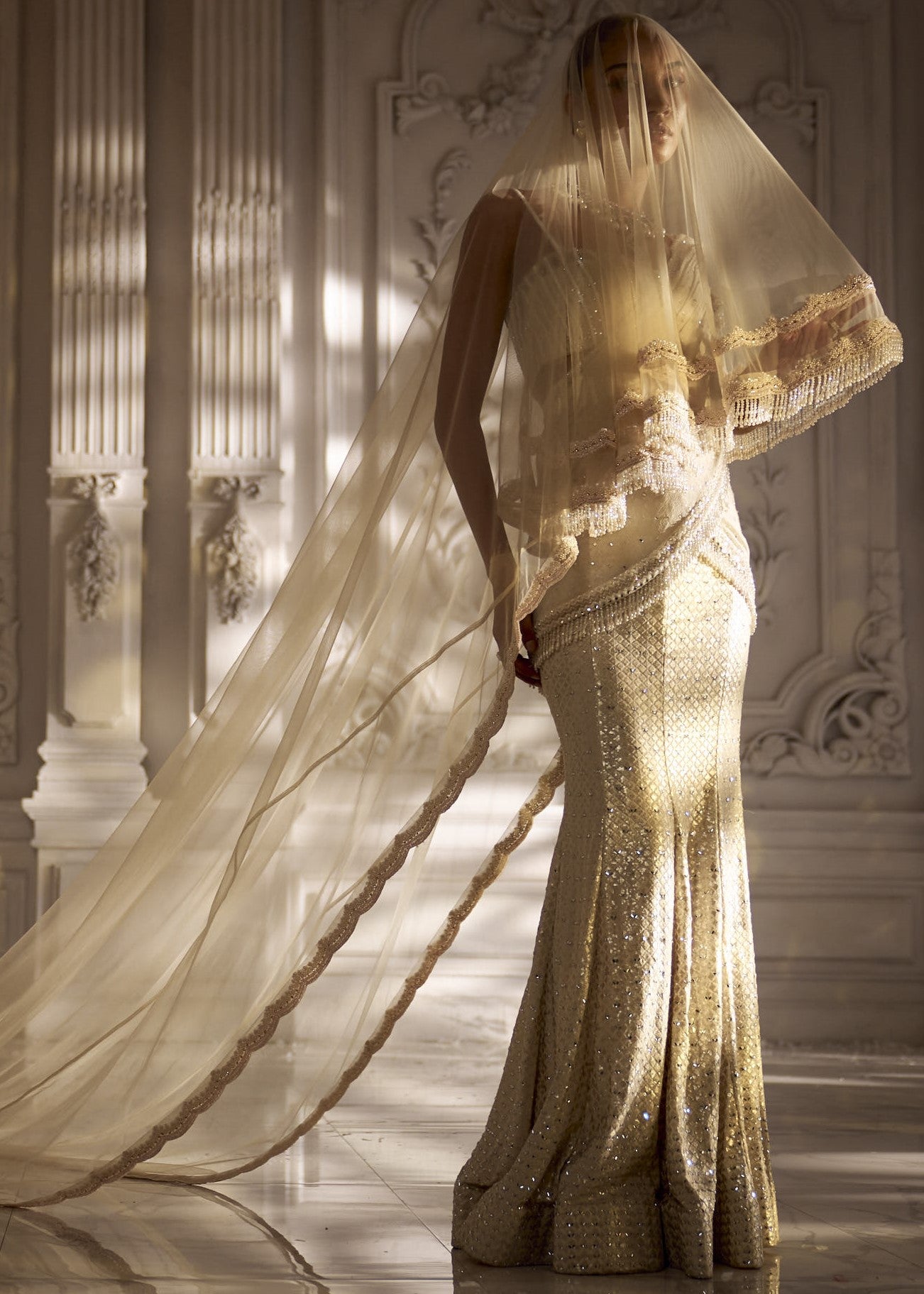 Ivory Drape Sari