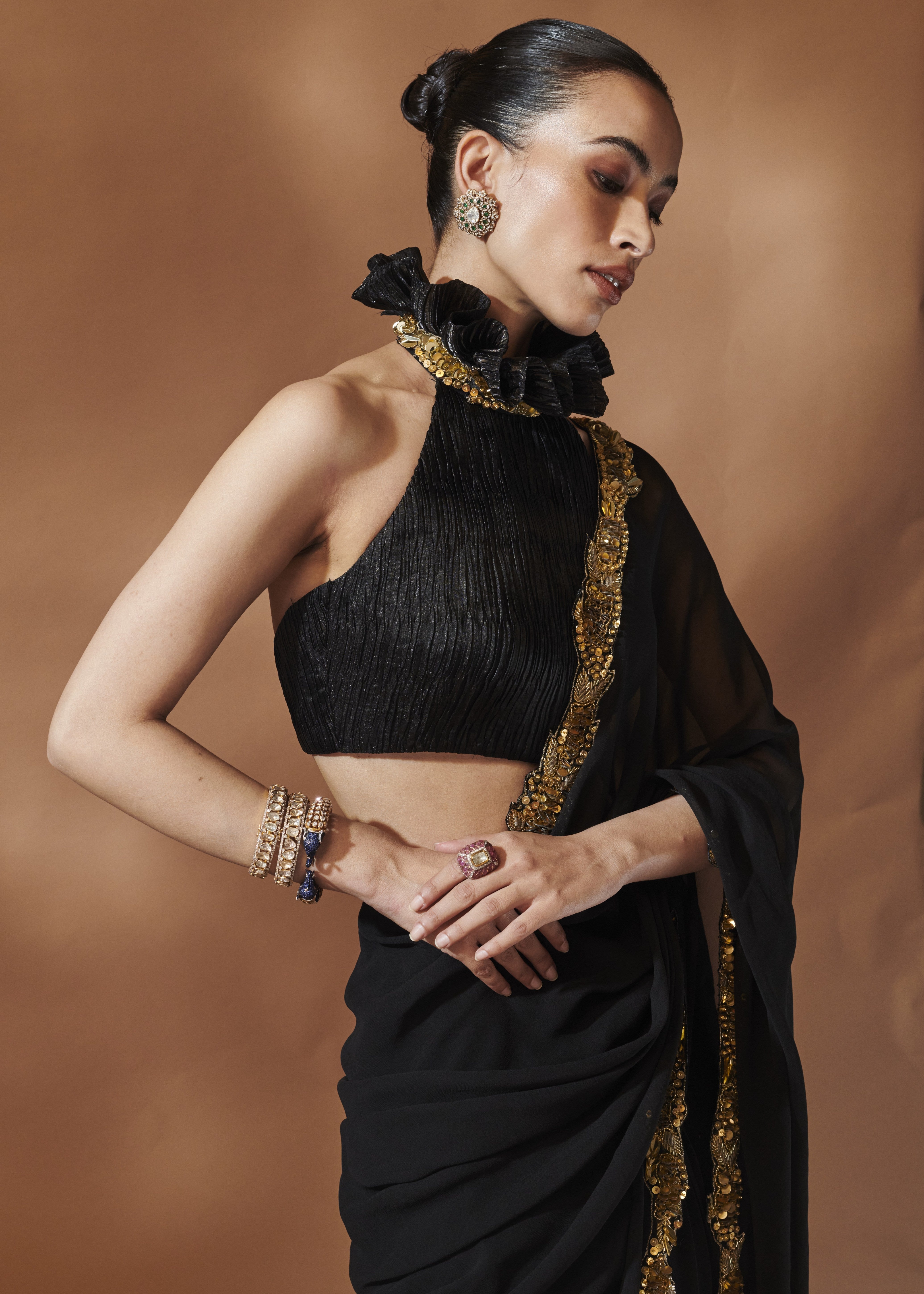 Black and Gold Sari