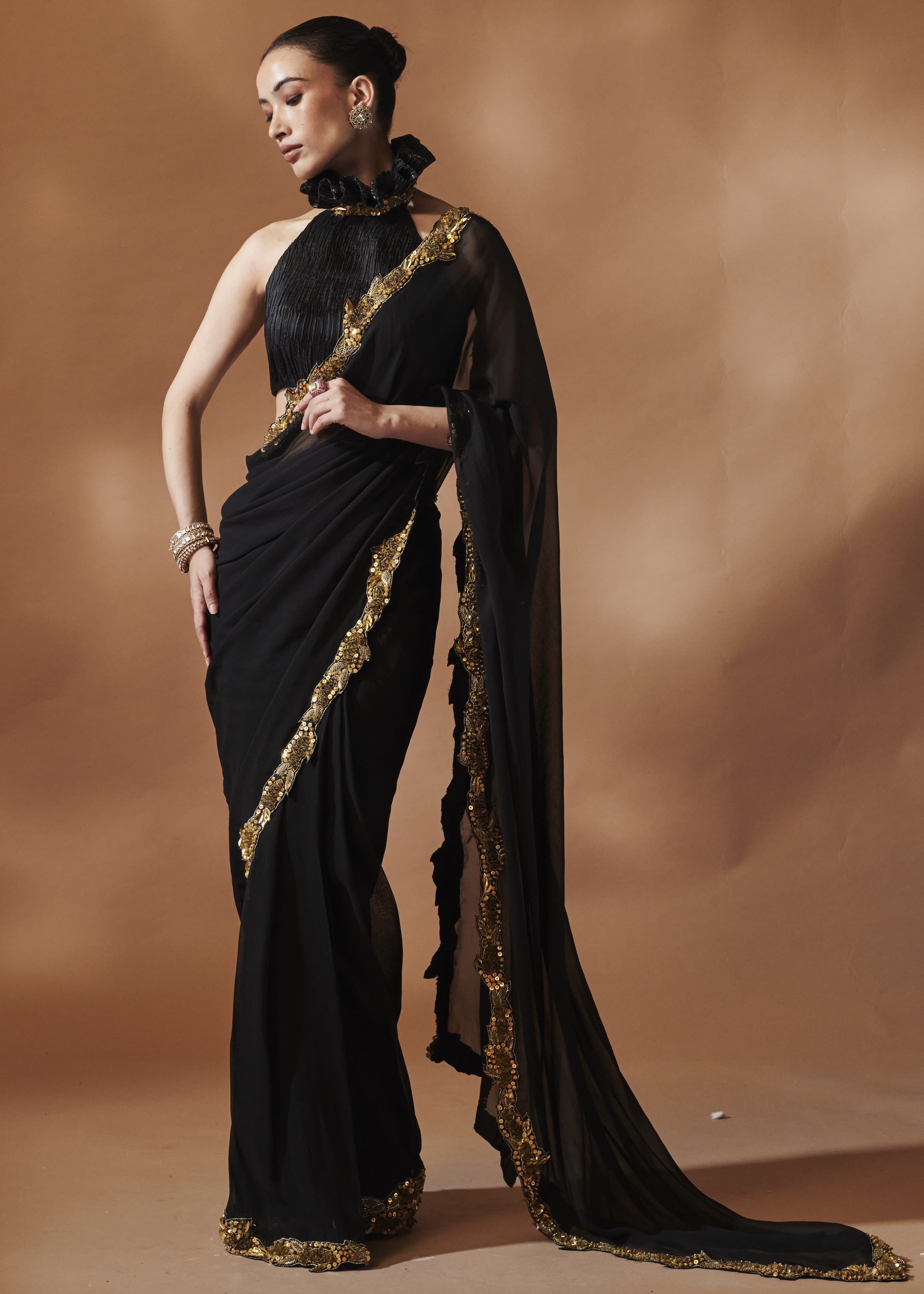 Black and Gold Sari