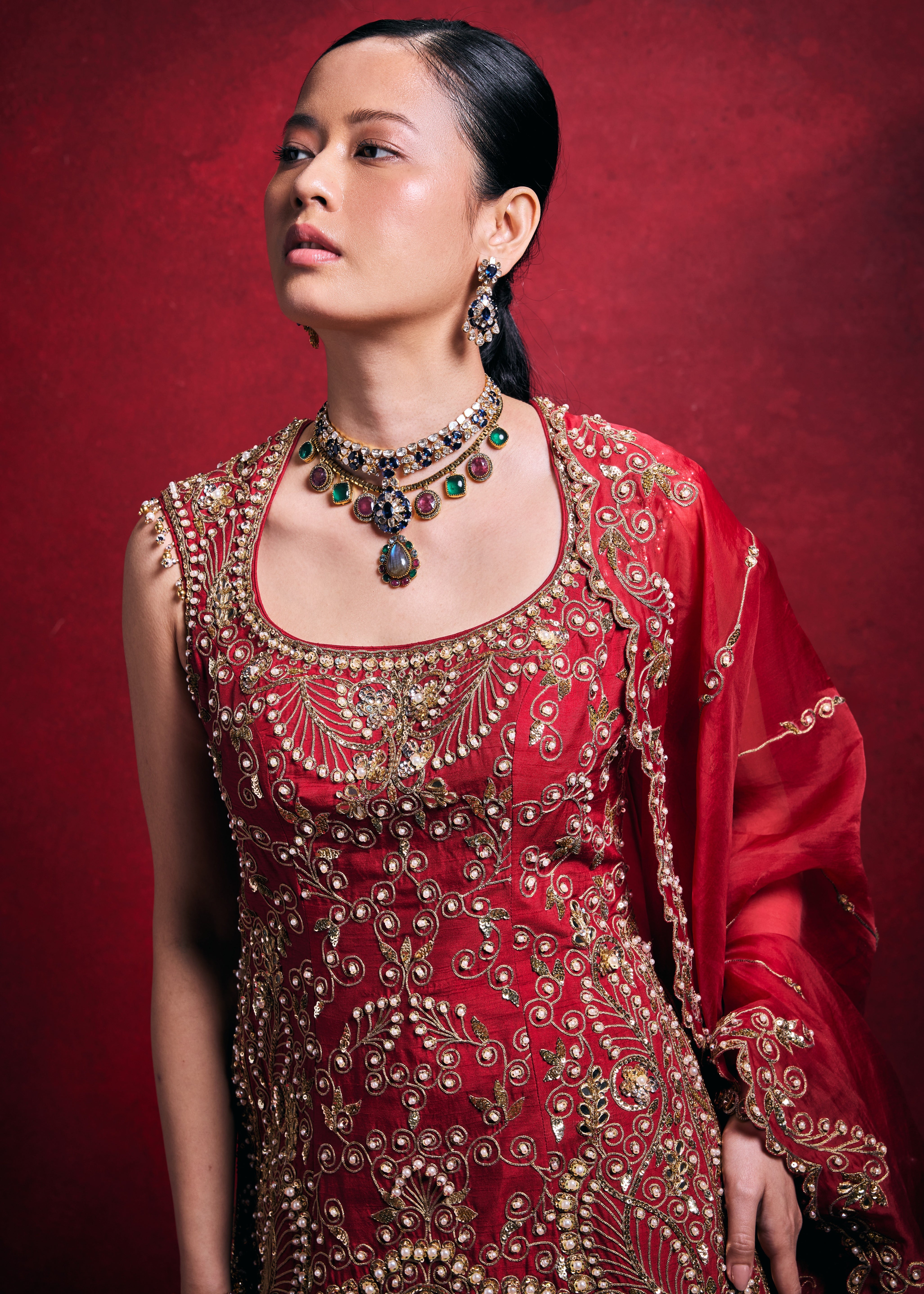 Red Sharara Set