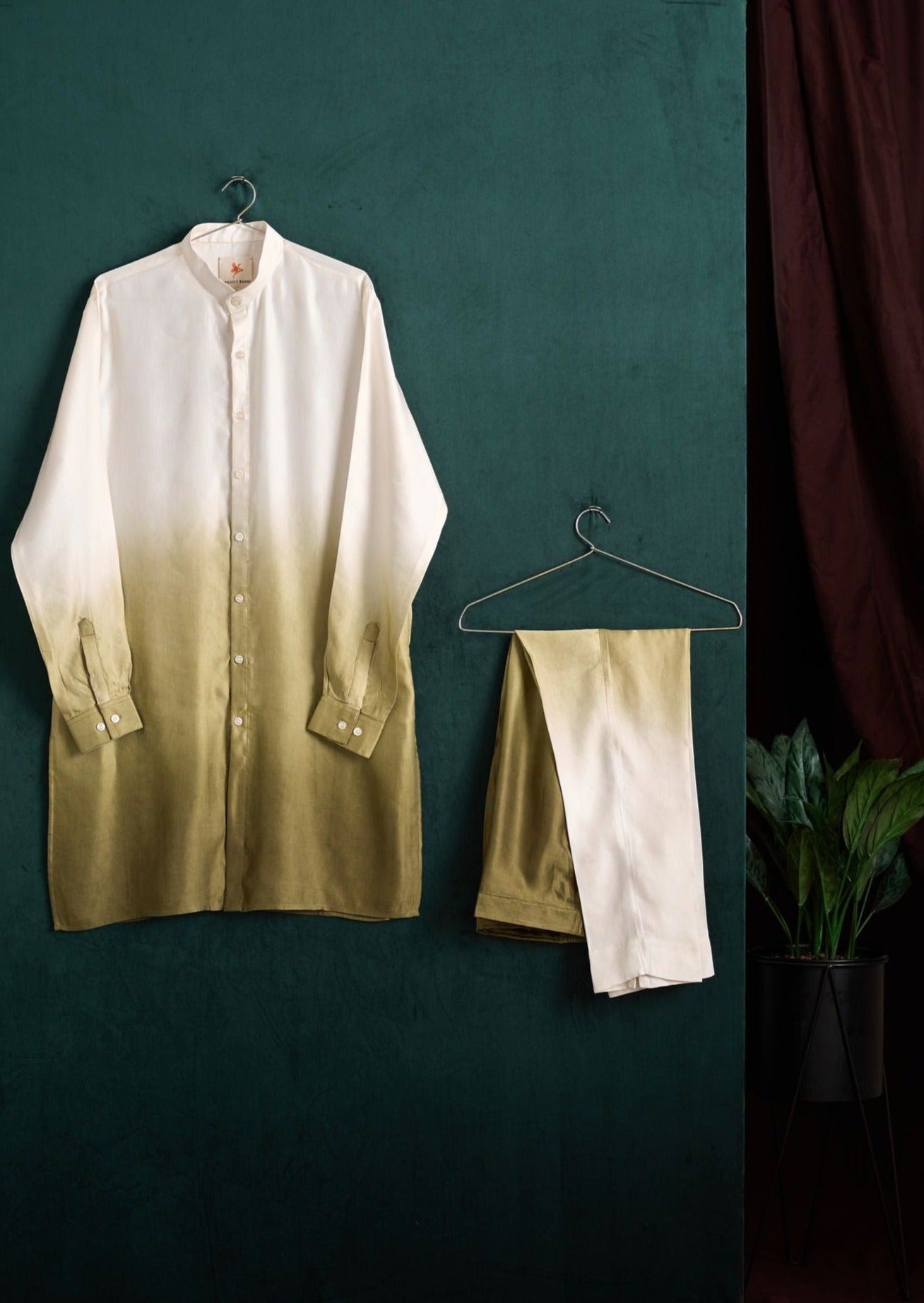 Moss Ombre Modal Linen Kurta with Matching Pajama