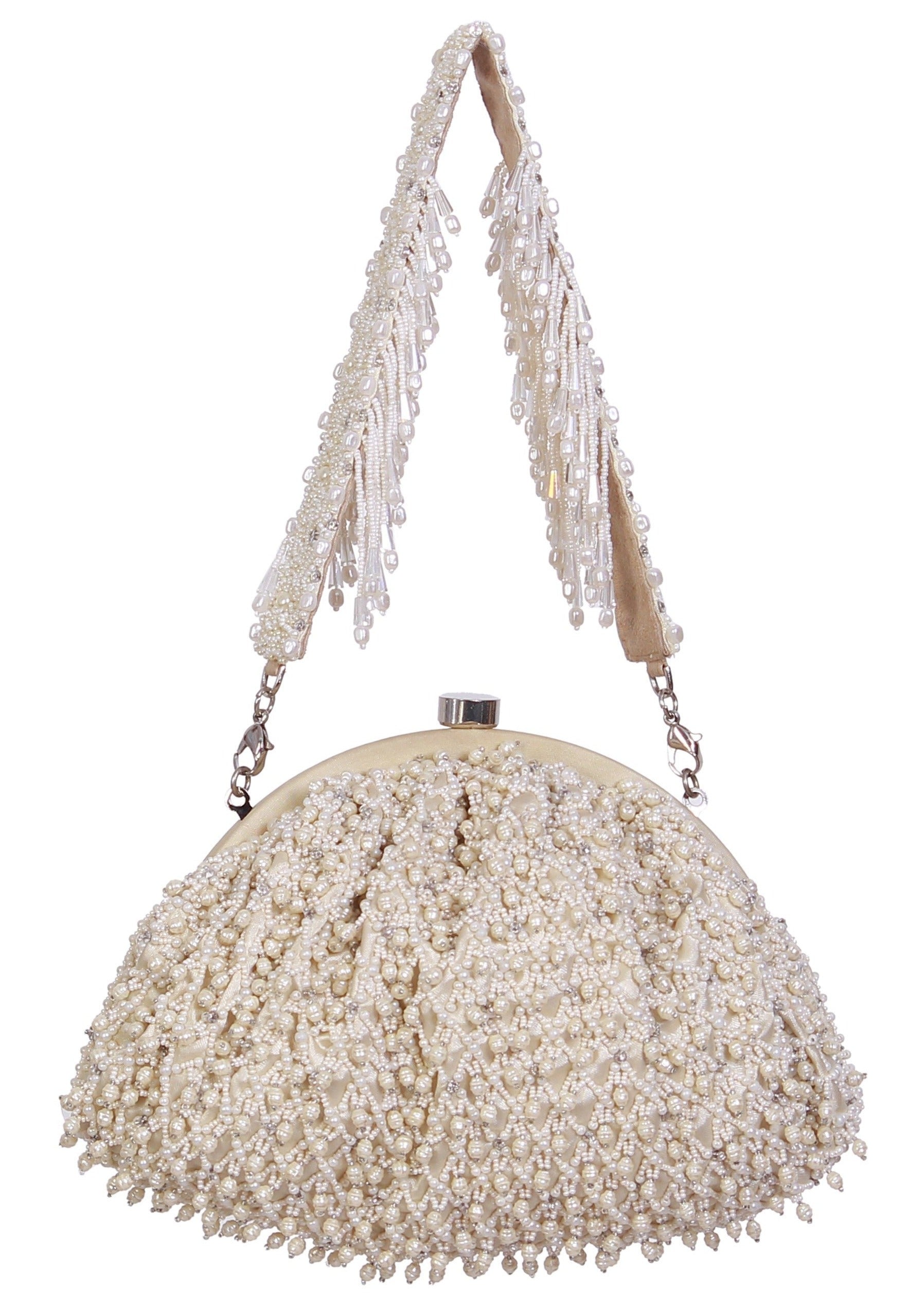 Joel Soft Pouch Pristine Ivory Pearl Clutch