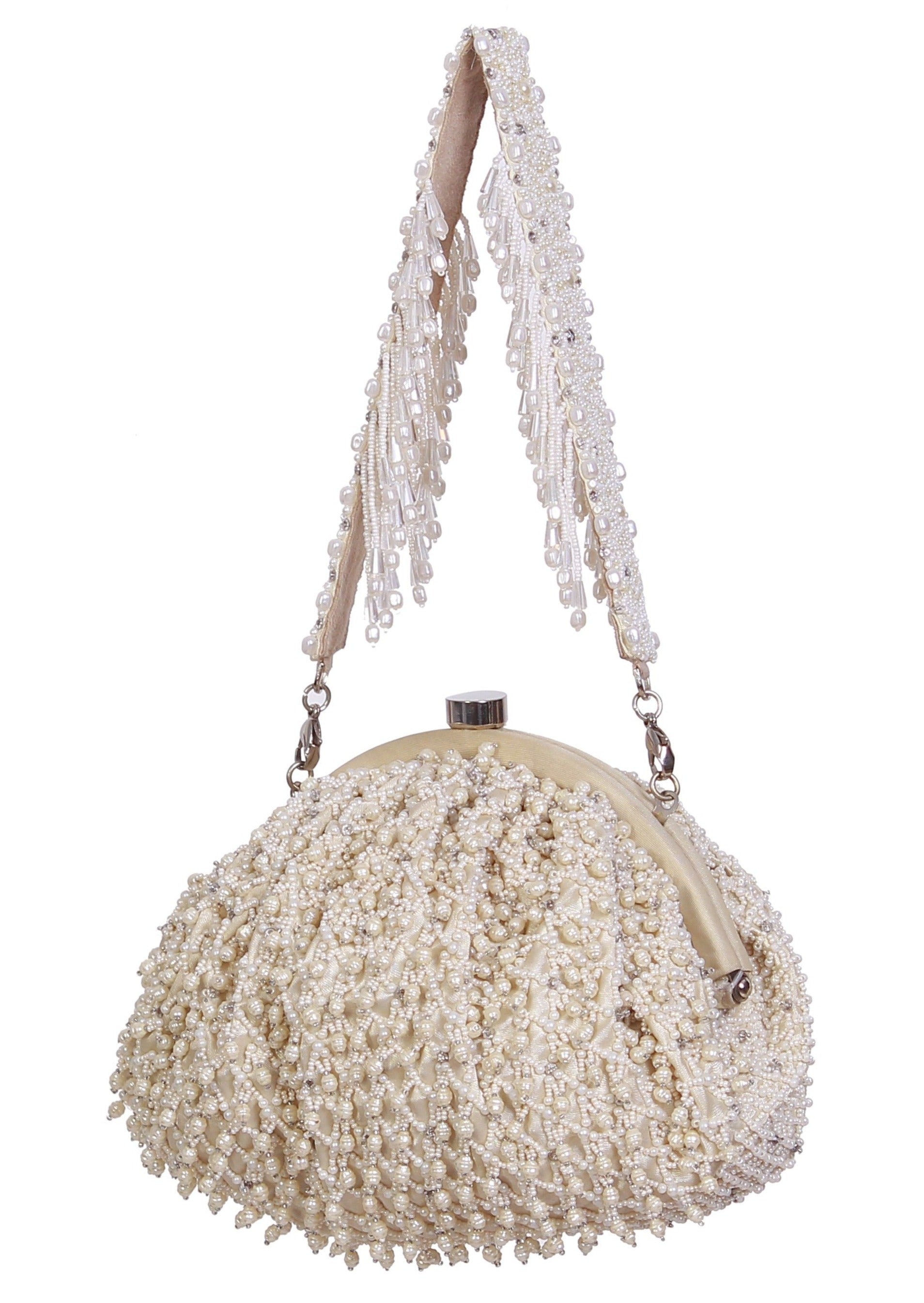 Joel Soft Pouch Pristine Ivory Pearl Clutch