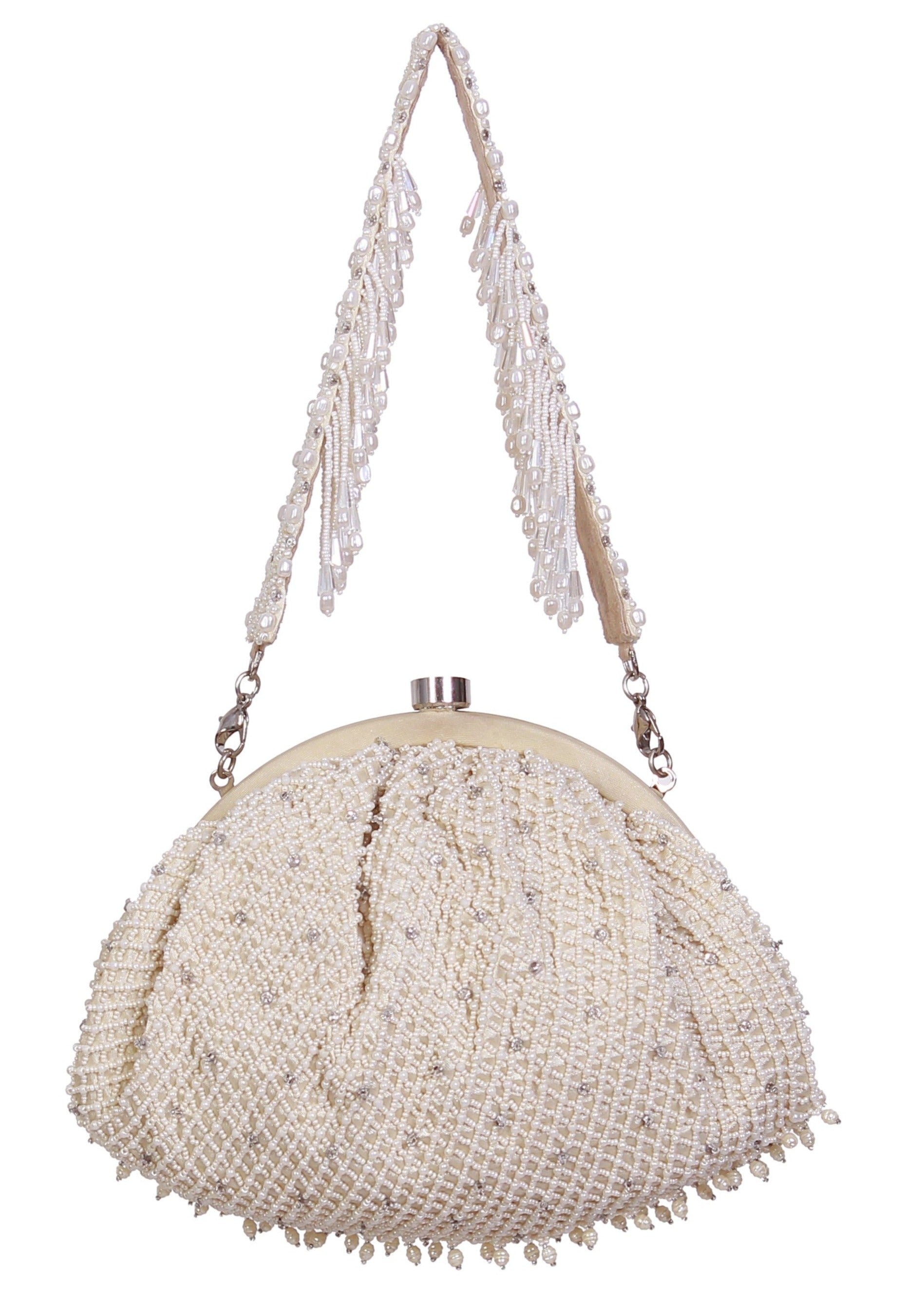 Joel Soft Pouch Pristine Ivory Pearl Clutch