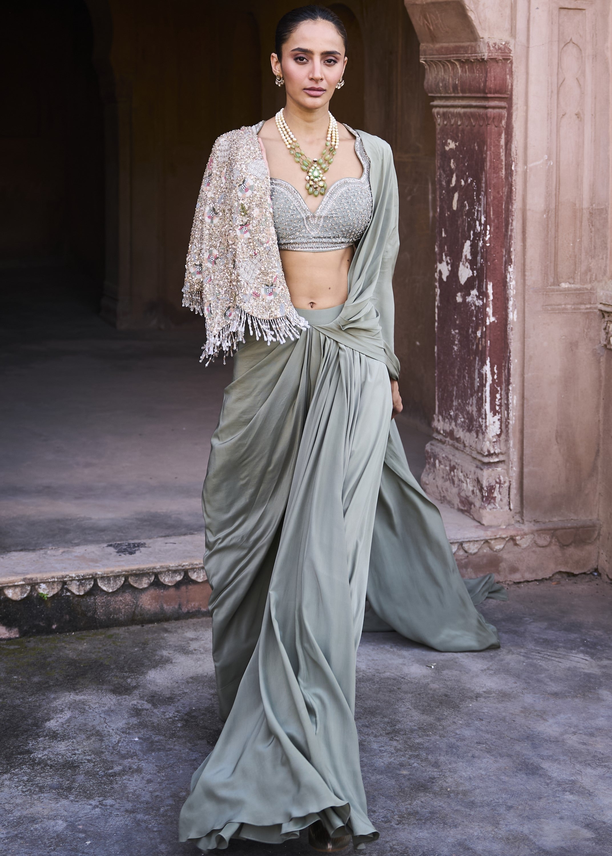 Mint Green Sari Set