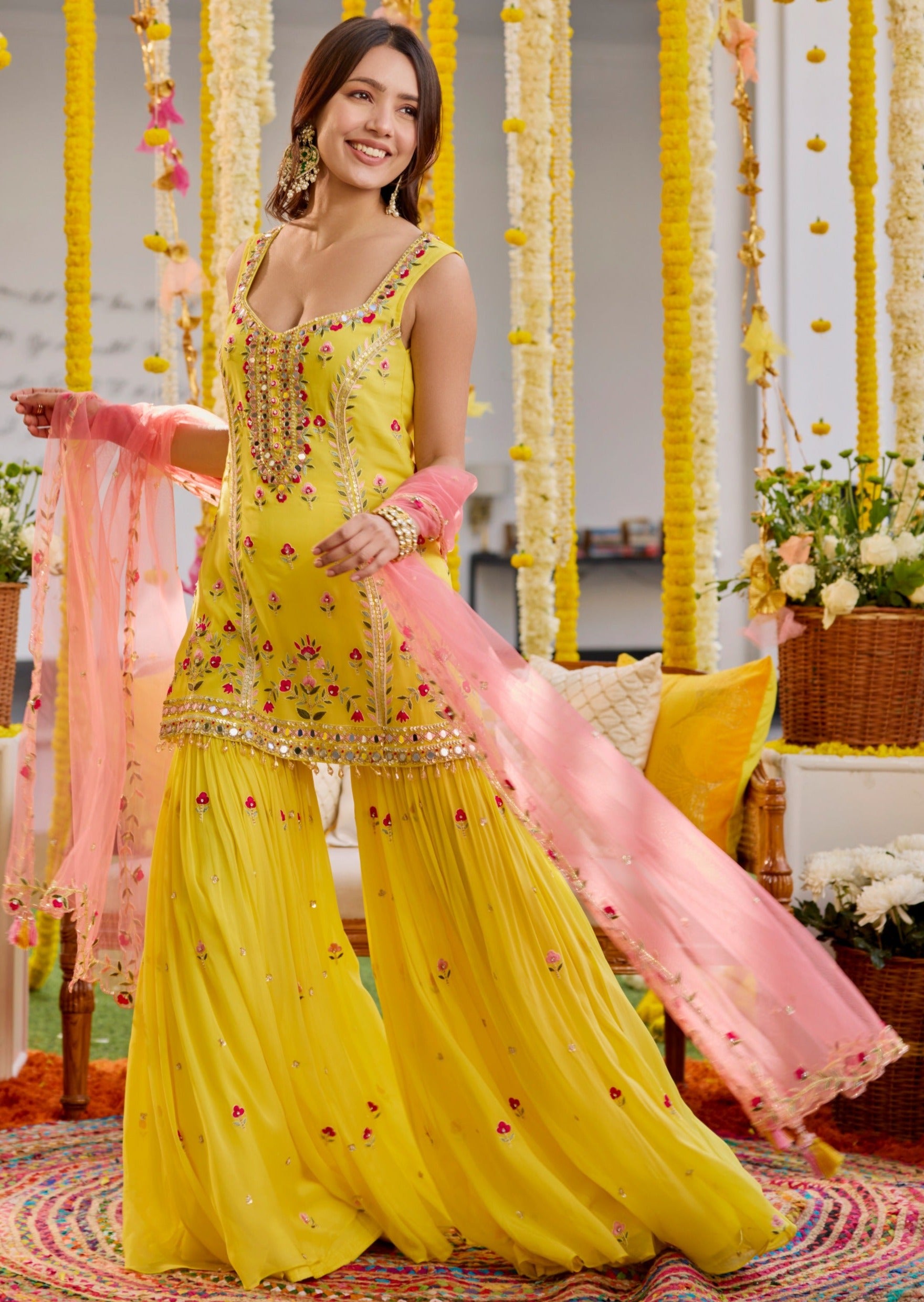 Sunshine Yellow Sharara Set