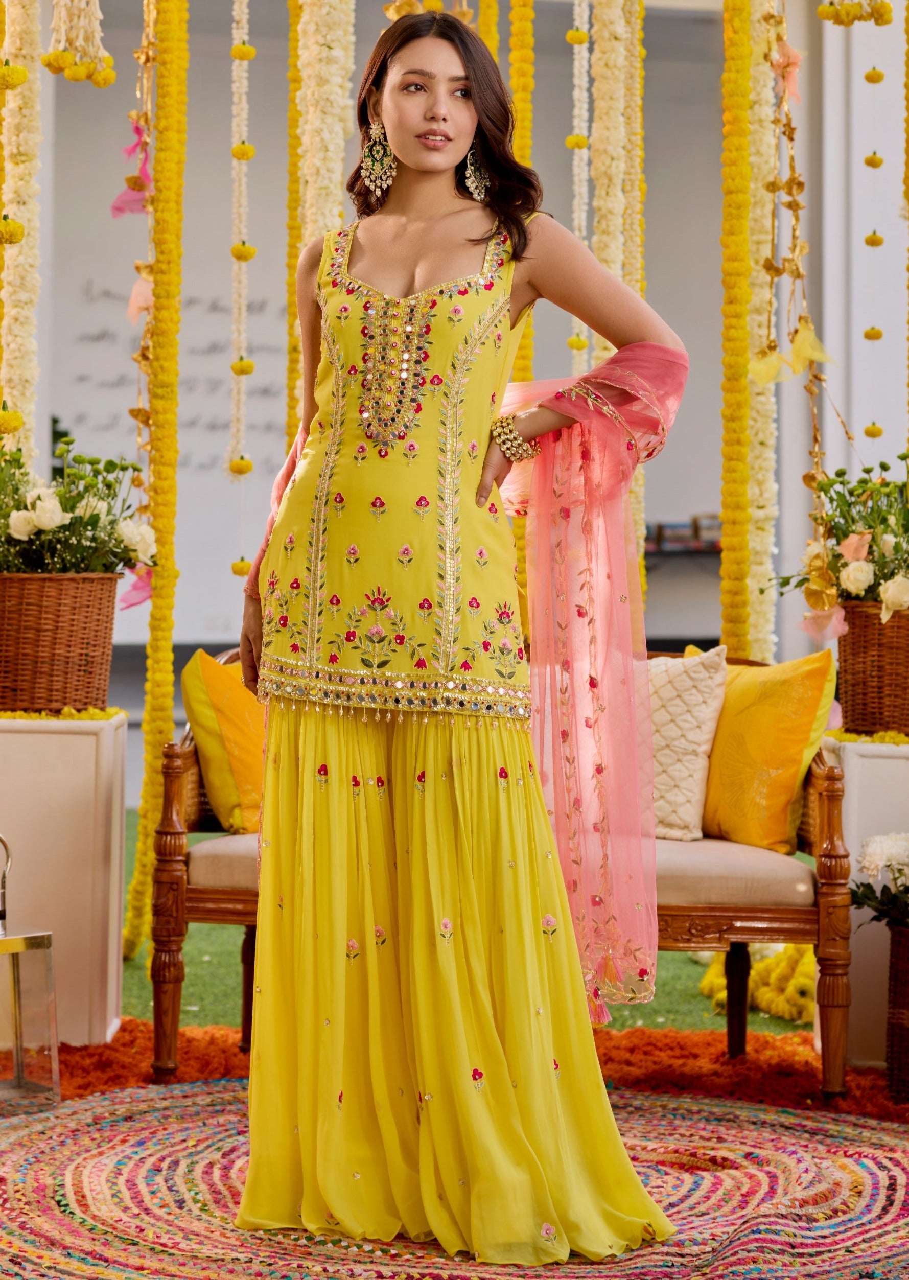 Sunshine Yellow Sharara Set