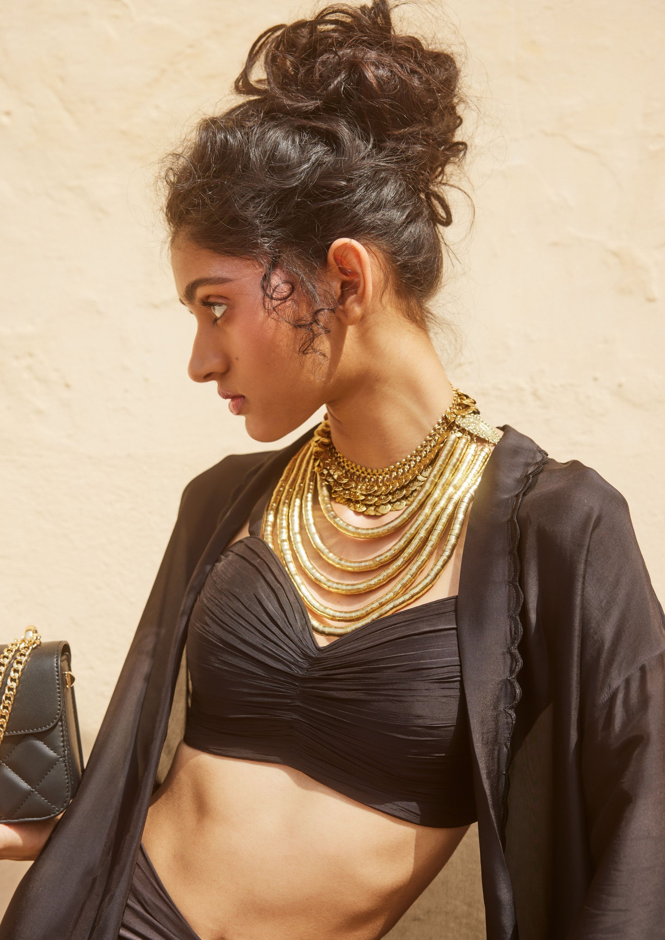 Solid Black Jacket and Skirt Set