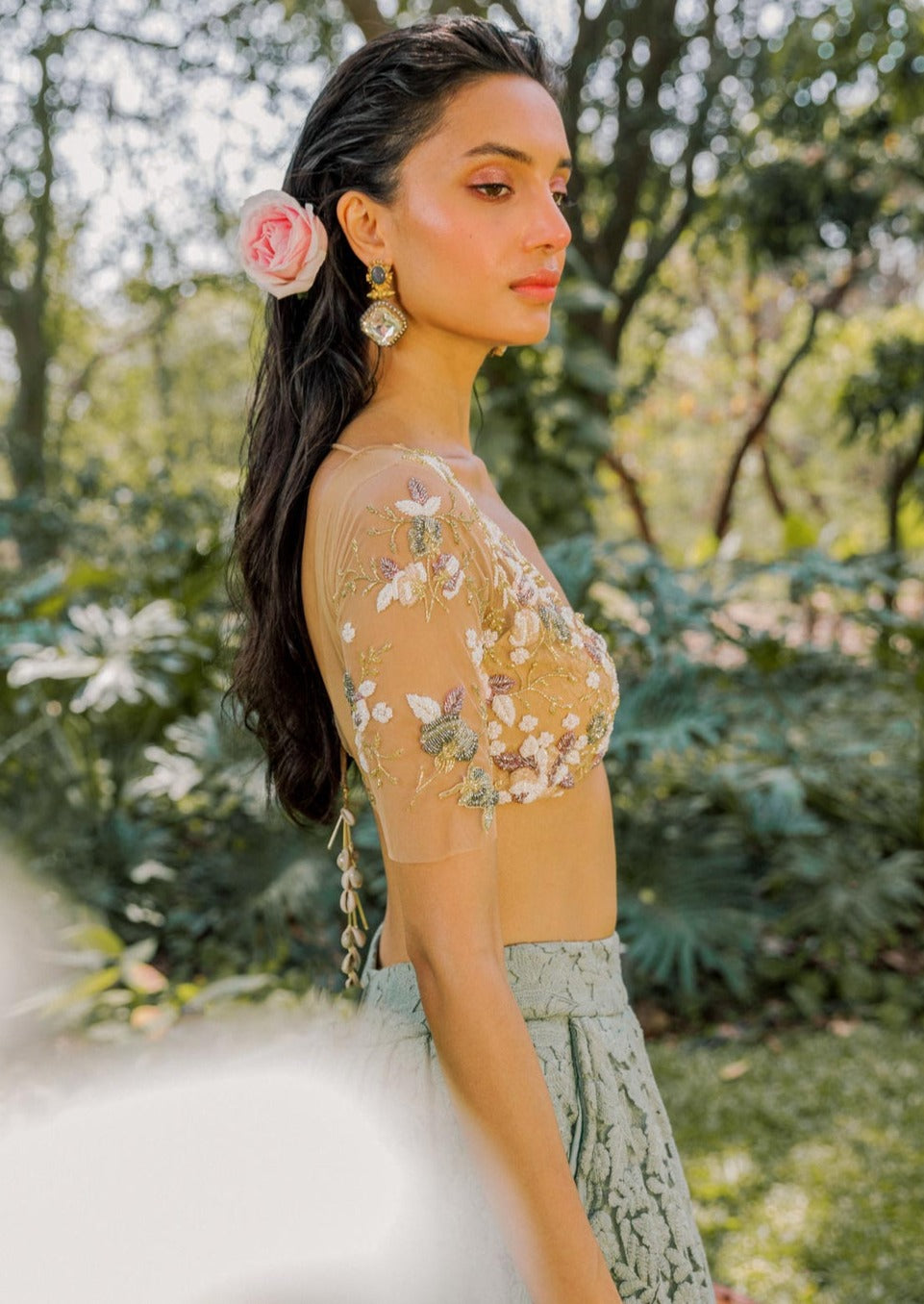 Notes Of Sage Floral Lehenga