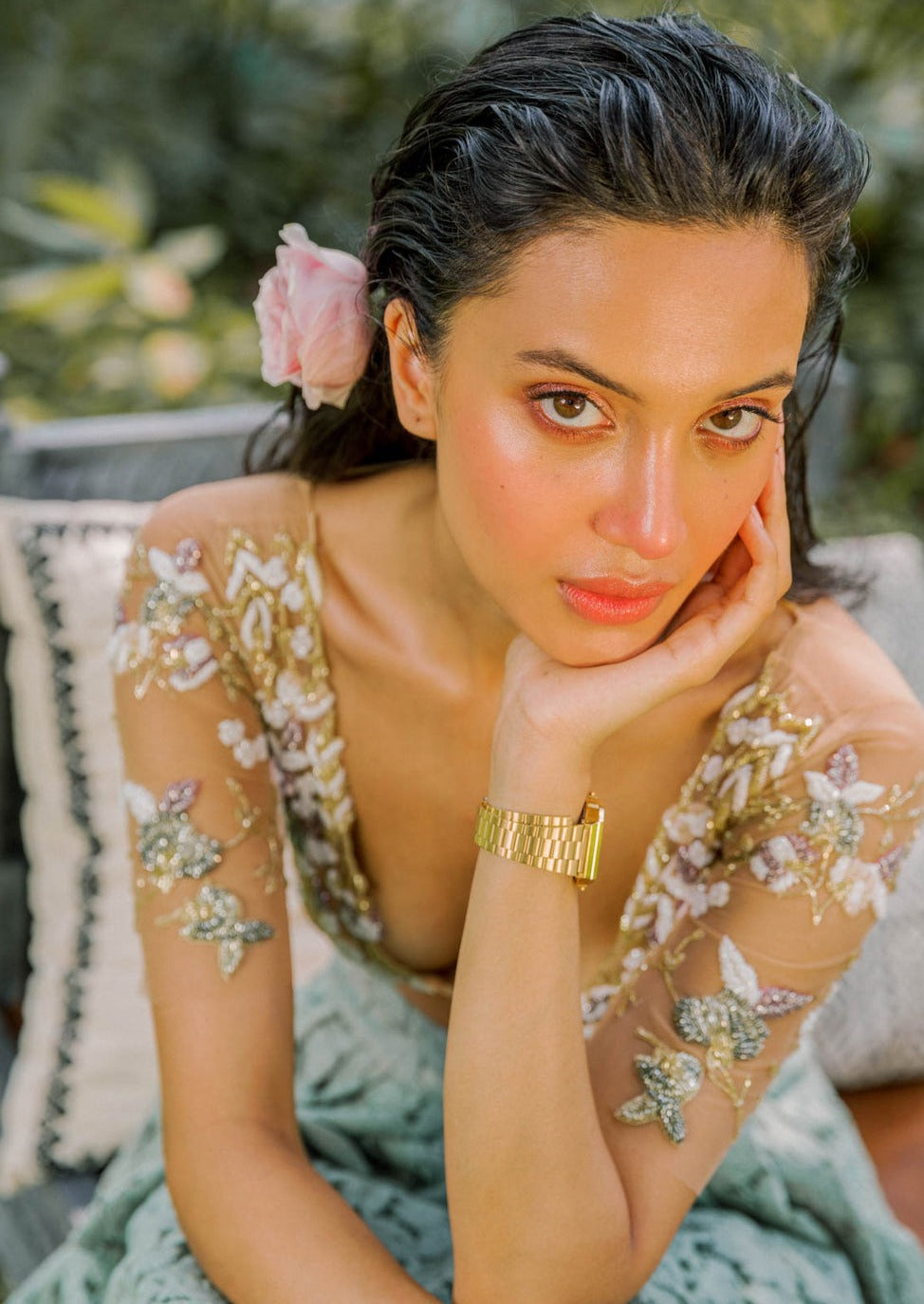 Notes Of Sage Floral Lehenga