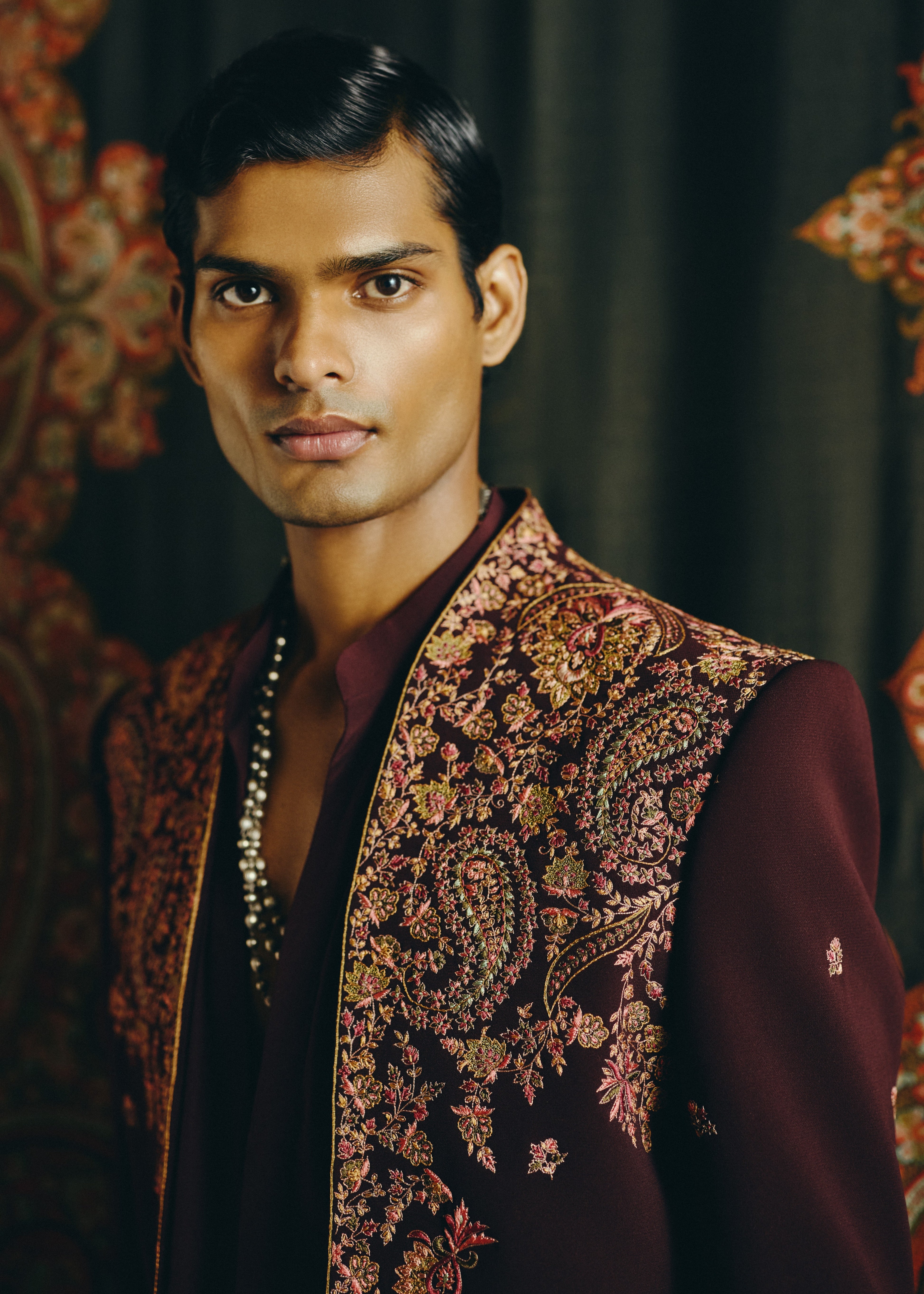 Royal Kashida Open Jacket With Pant And Shirt