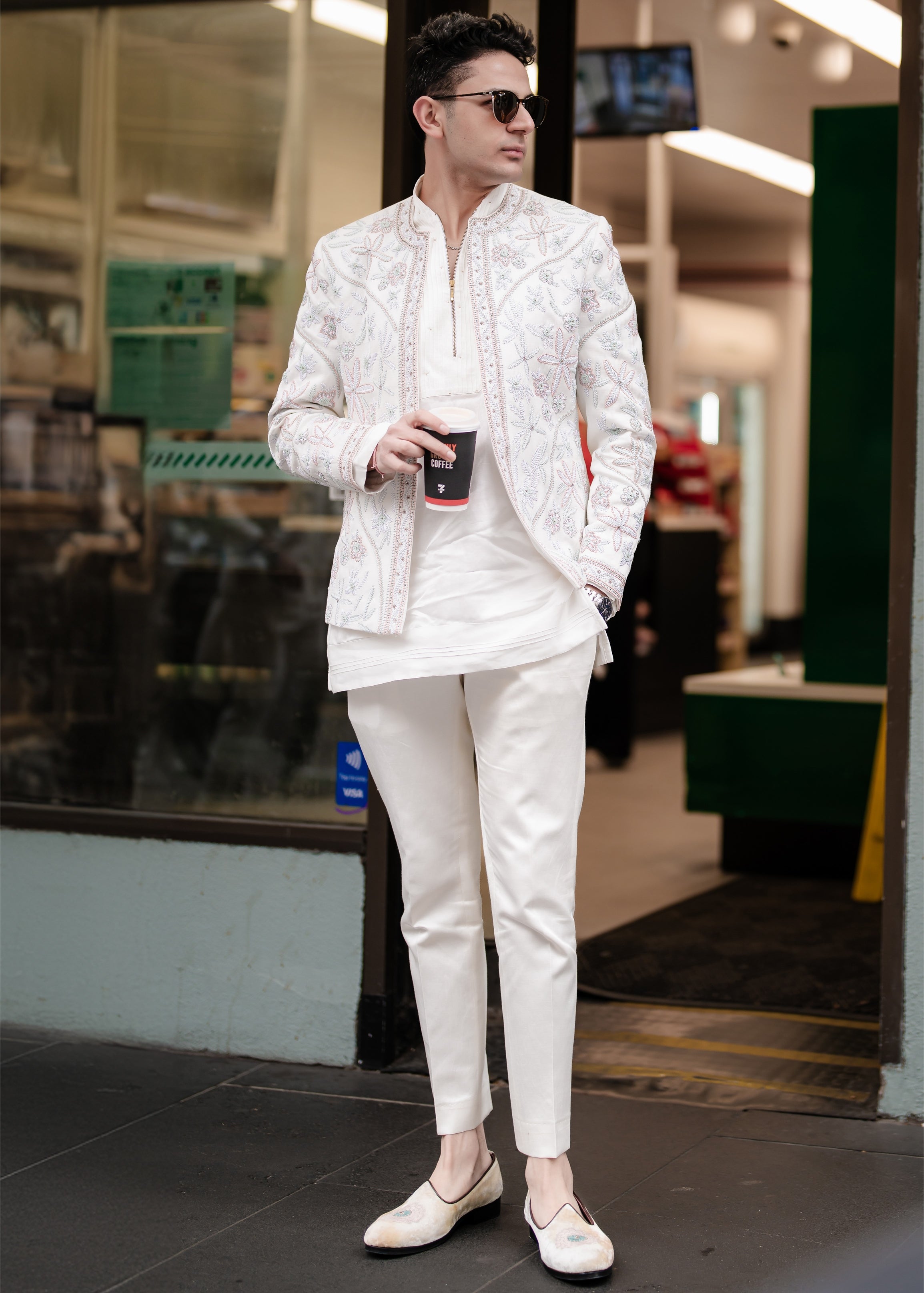 White Dahlia Short Jacket Set