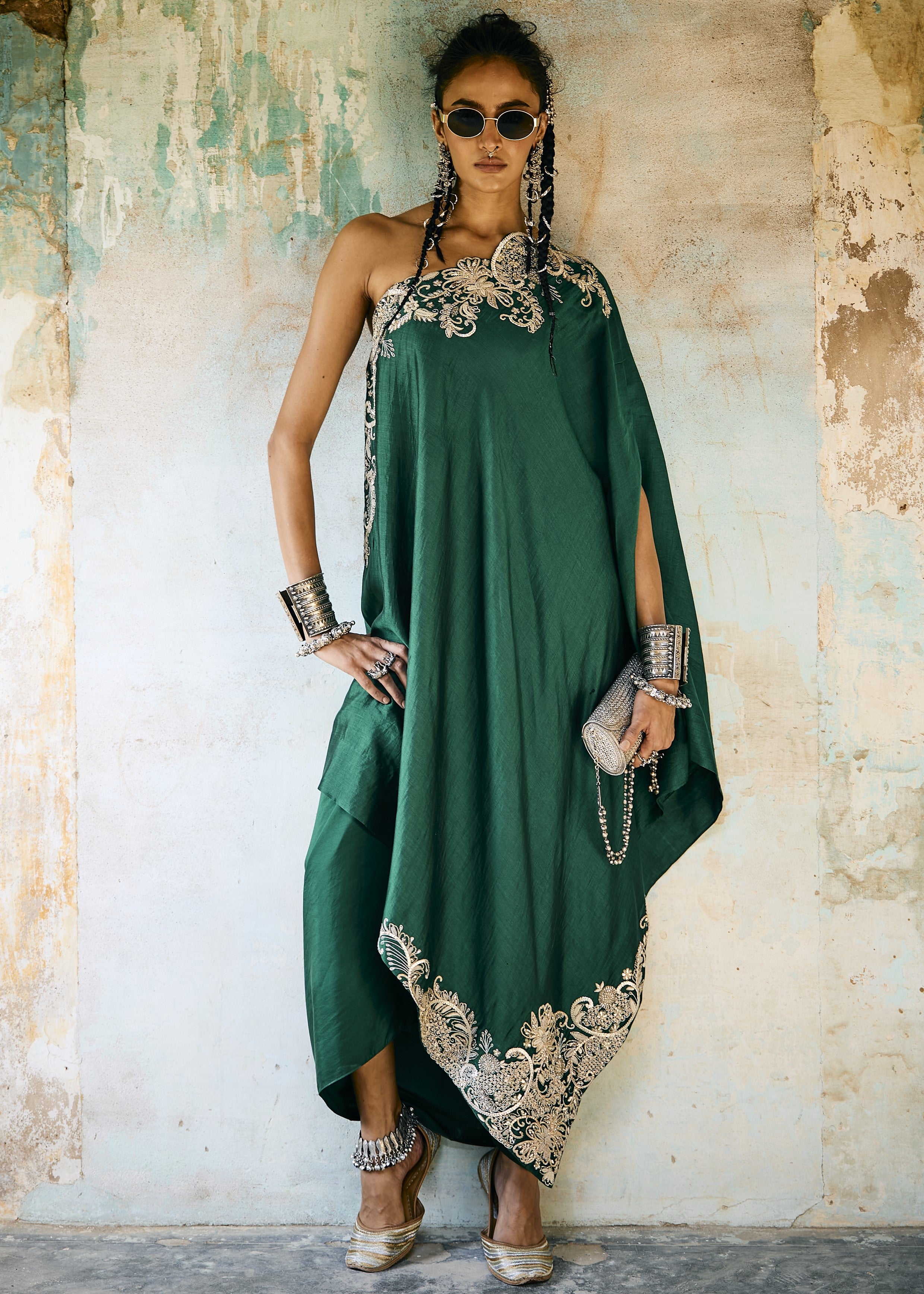 Emerald Green Off-Shoulder Set