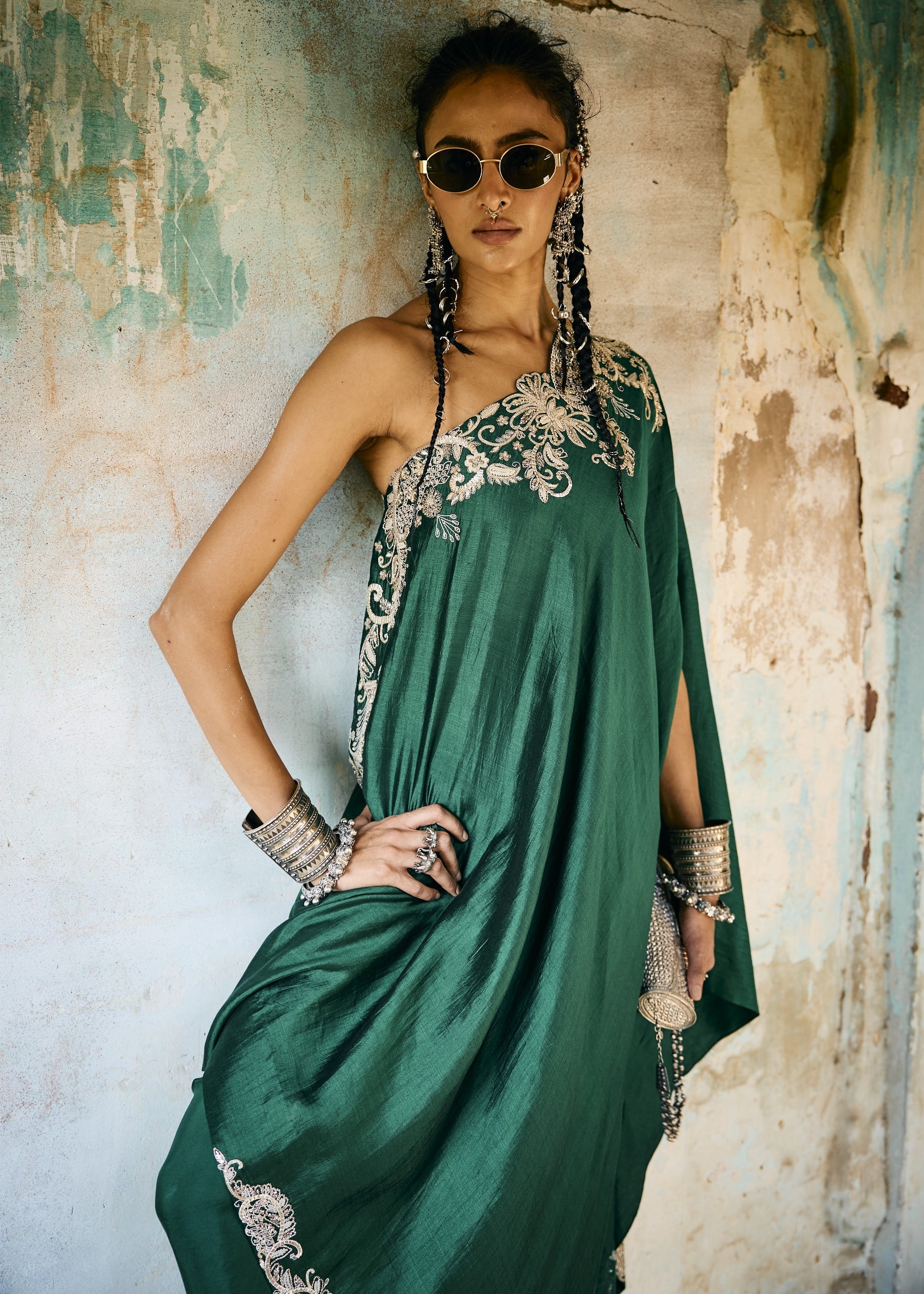 Emerald Green Off-Shoulder Set